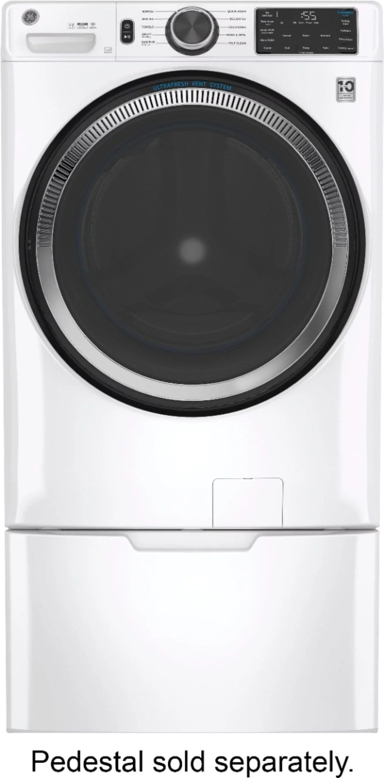 ge – 4.8 cuft high efficiency stackable smart front load washer w/ultrafresh vent system & microban antimicrobial technology – white on white ge – 4.8 cuft high efficiency stackable smart front load washer w/ultrafresh vent system & microban antimicrobial technology – white on white