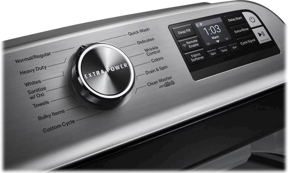 maytag – 5.3 cu. ft. high efficiency smart top load washer with extra power button – white maytag – 5.3 cu. ft. high efficiency smart top load washer with extra power button – white