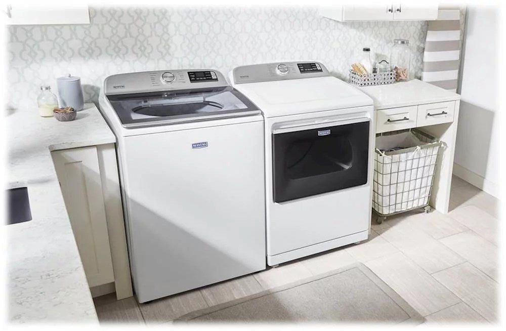 maytag – 5.3 cu. ft. high efficiency smart top load washer with extra power button – white maytag – 5.3 cu. ft. high efficiency smart top load washer with extra power button – white