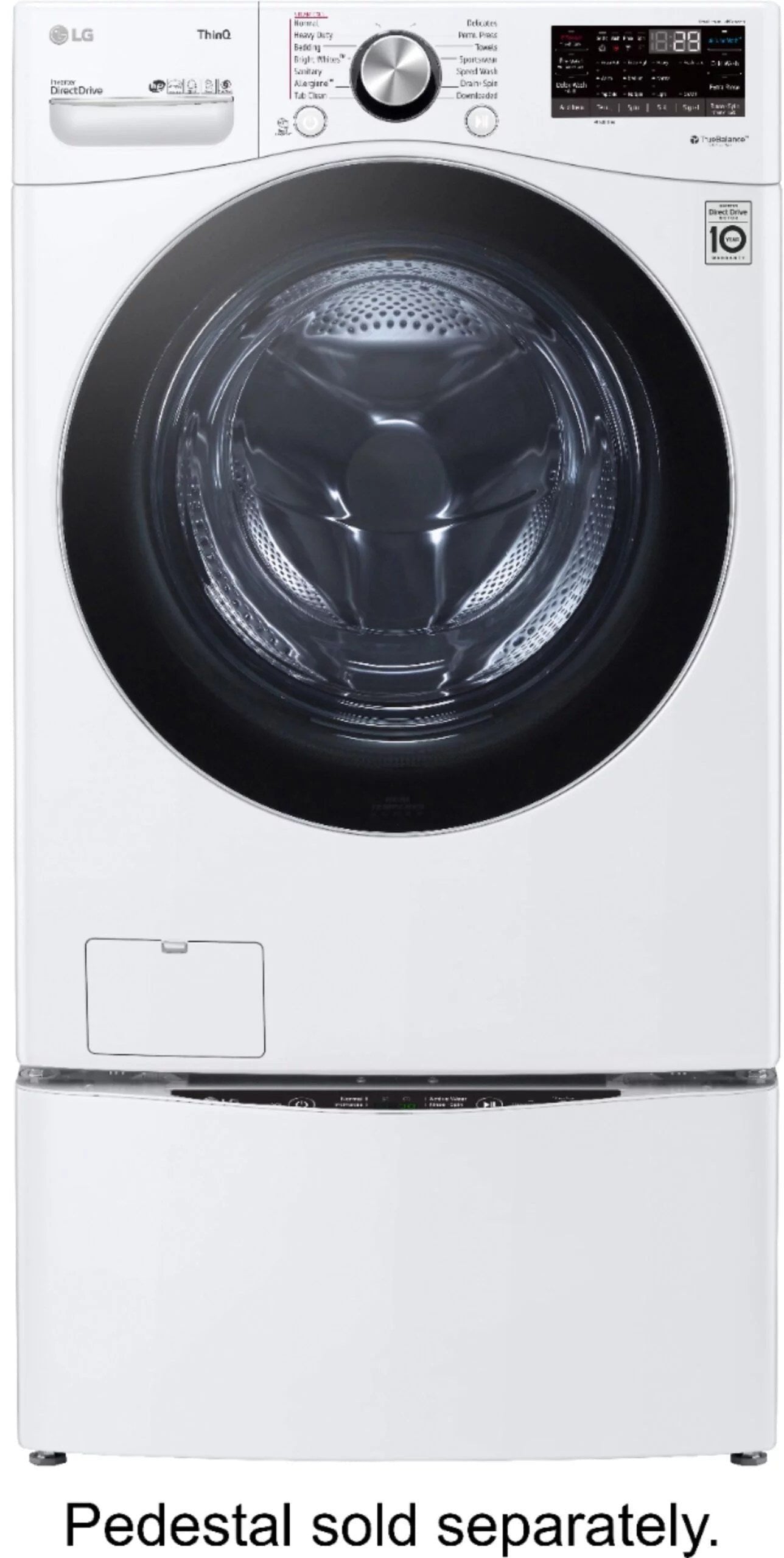 lg – 5.0 cu. ft. high efficiency stackable smart front load washer with steam and built in intelligence – white lg – 5.0 cu. ft. high efficiency stackable smart front load washer with steam and built in intelligence – white