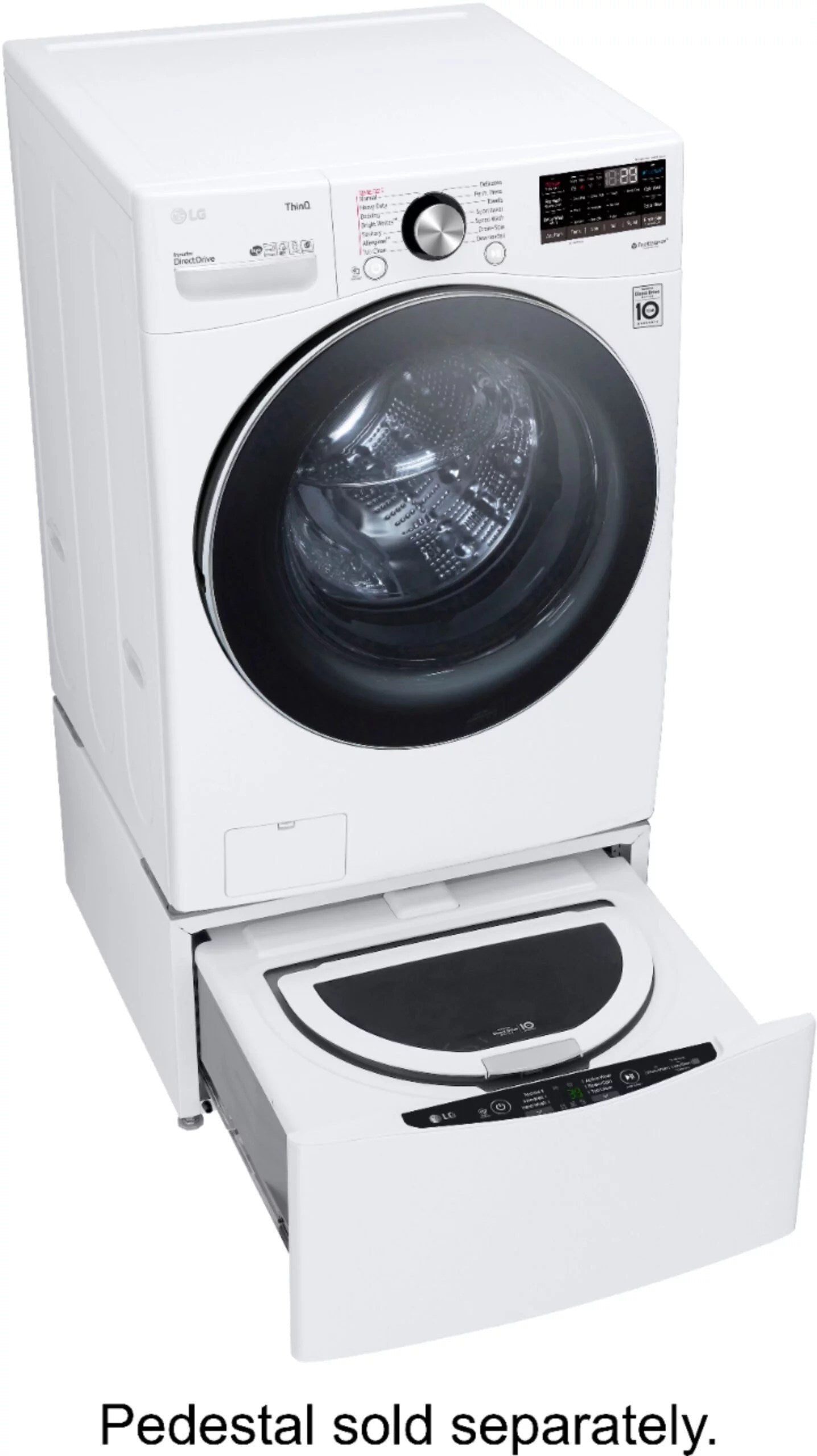 lg – 5.0 cu. ft. high efficiency stackable smart front load washer with steam and built in intelligence – white lg – 5.0 cu. ft. high efficiency stackable smart front load washer with steam and built in intelligence – white
