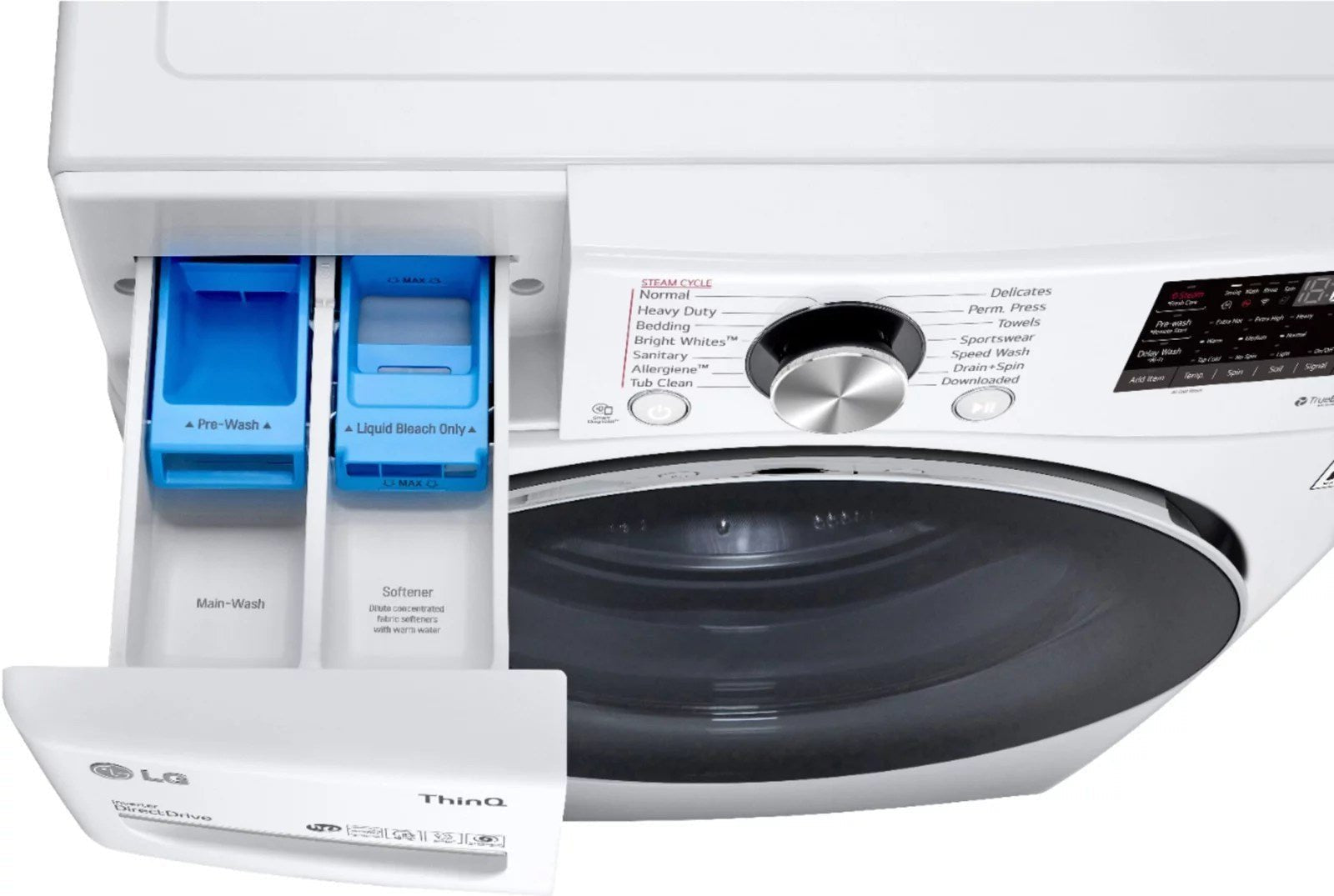 lg – 5.0 cu. ft. high efficiency stackable smart front load washer with steam and built in intelligence – white lg – 5.0 cu. ft. high efficiency stackable smart front load washer with steam and built in intelligence – white