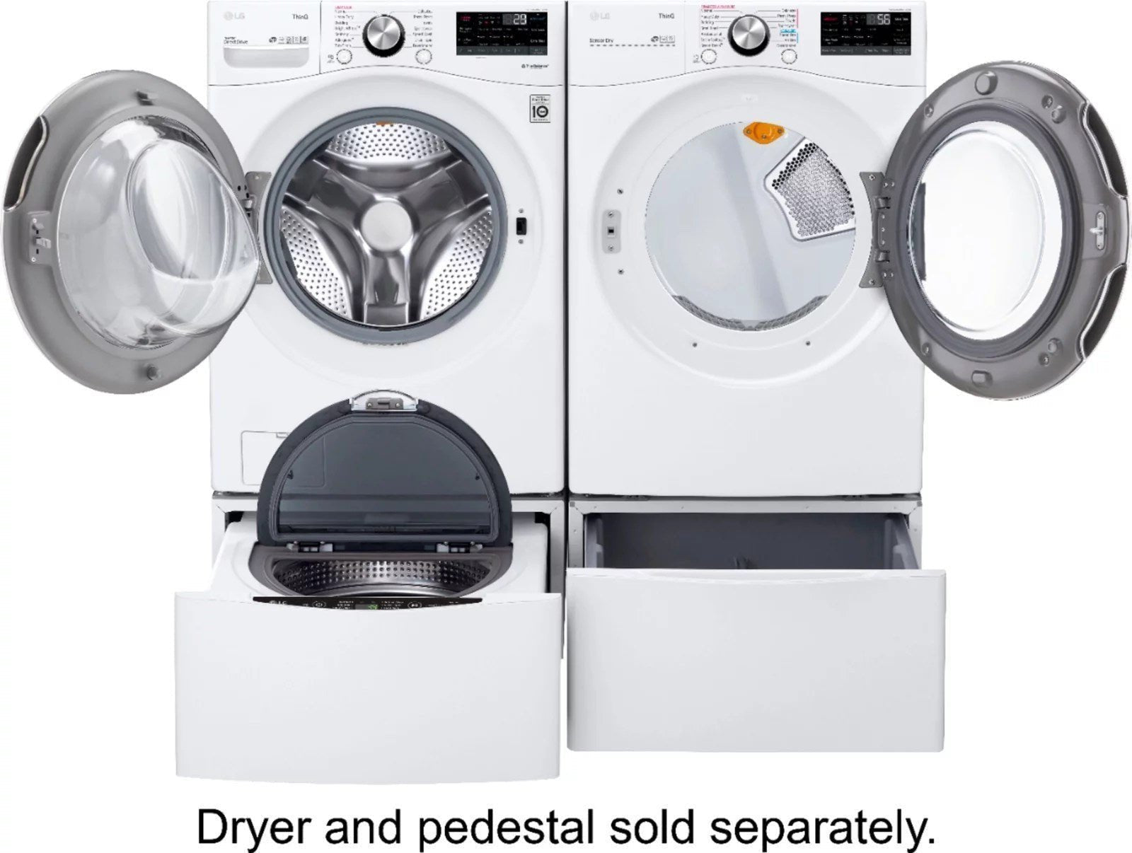 lg – 5.0 cu. ft. high efficiency stackable smart front load washer with steam and built in intelligence – white lg – 5.0 cu. ft. high efficiency stackable smart front load washer with steam and built in intelligence – white
