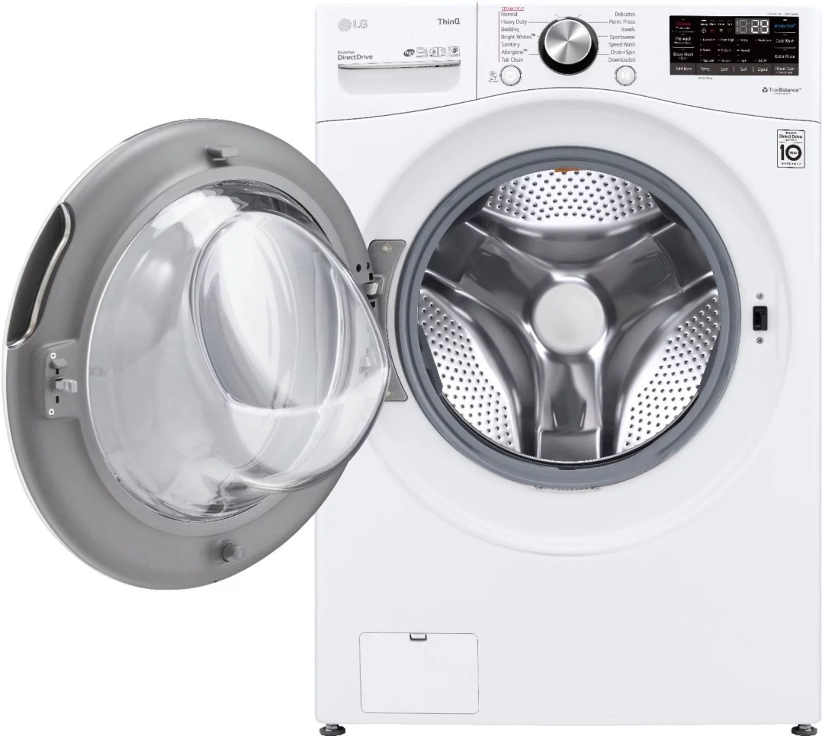 lg – 5.0 cu. ft. high efficiency stackable smart front load washer with steam and built in intelligence – white lg – 5.0 cu. ft. high efficiency stackable smart front load washer with steam and built in intelligence – white