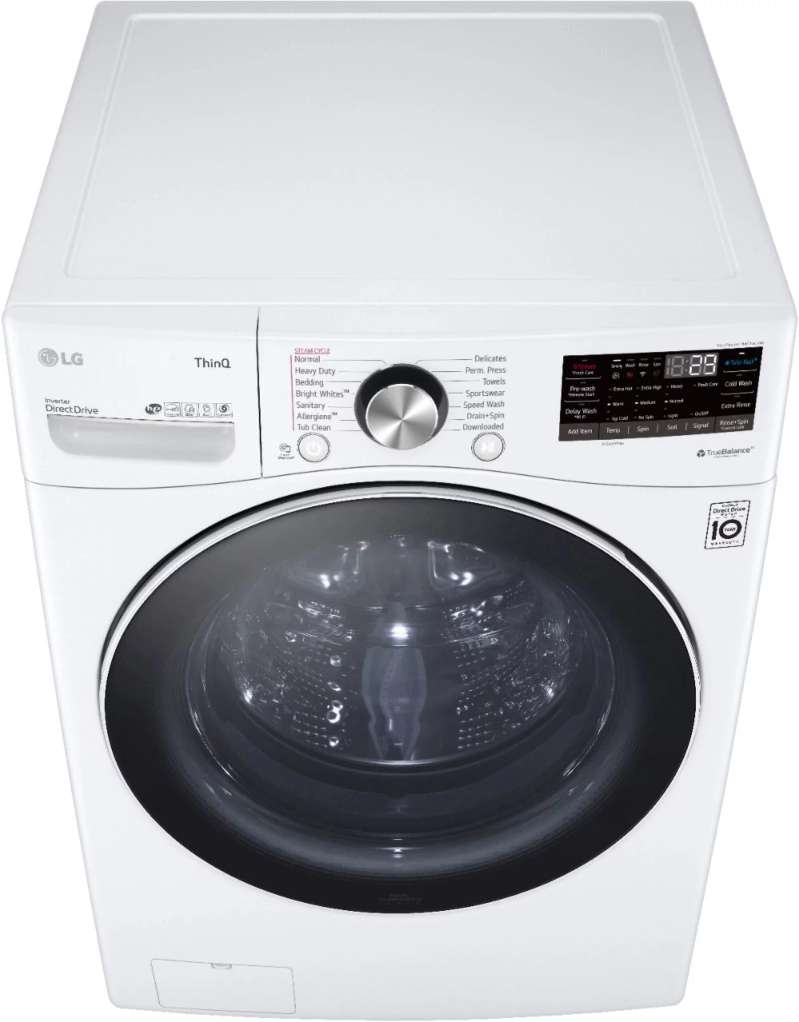 lg – 5.0 cu. ft. high efficiency stackable smart front load washer with steam and built in intelligence – white lg – 5.0 cu. ft. high efficiency stackable smart front load washer with steam and built in intelligence – white