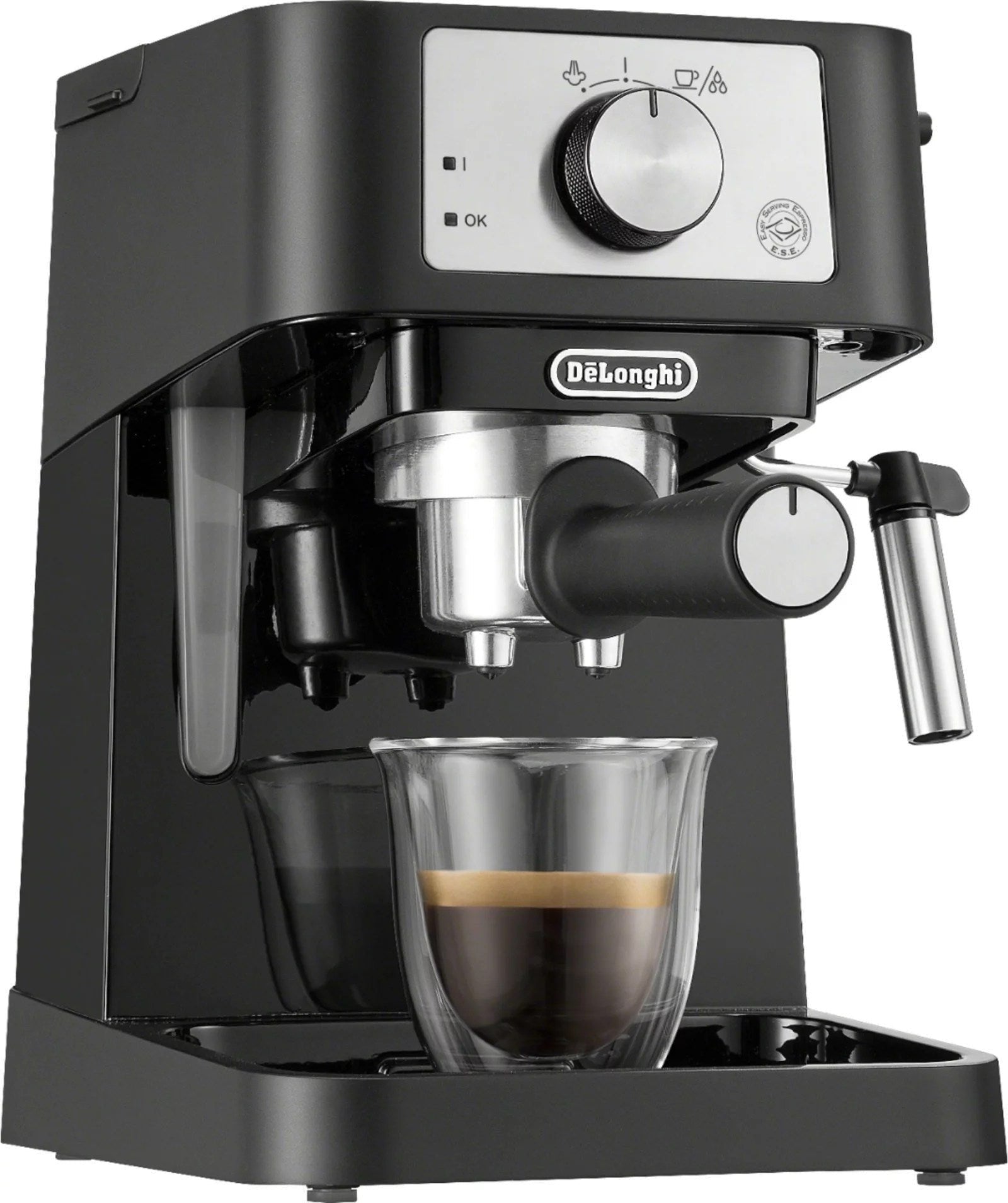 de’longhi – stilosa 15 bar pump espresso machine – black and stainless de’longhi – stilosa 15 bar pump espresso machine – black and stainless