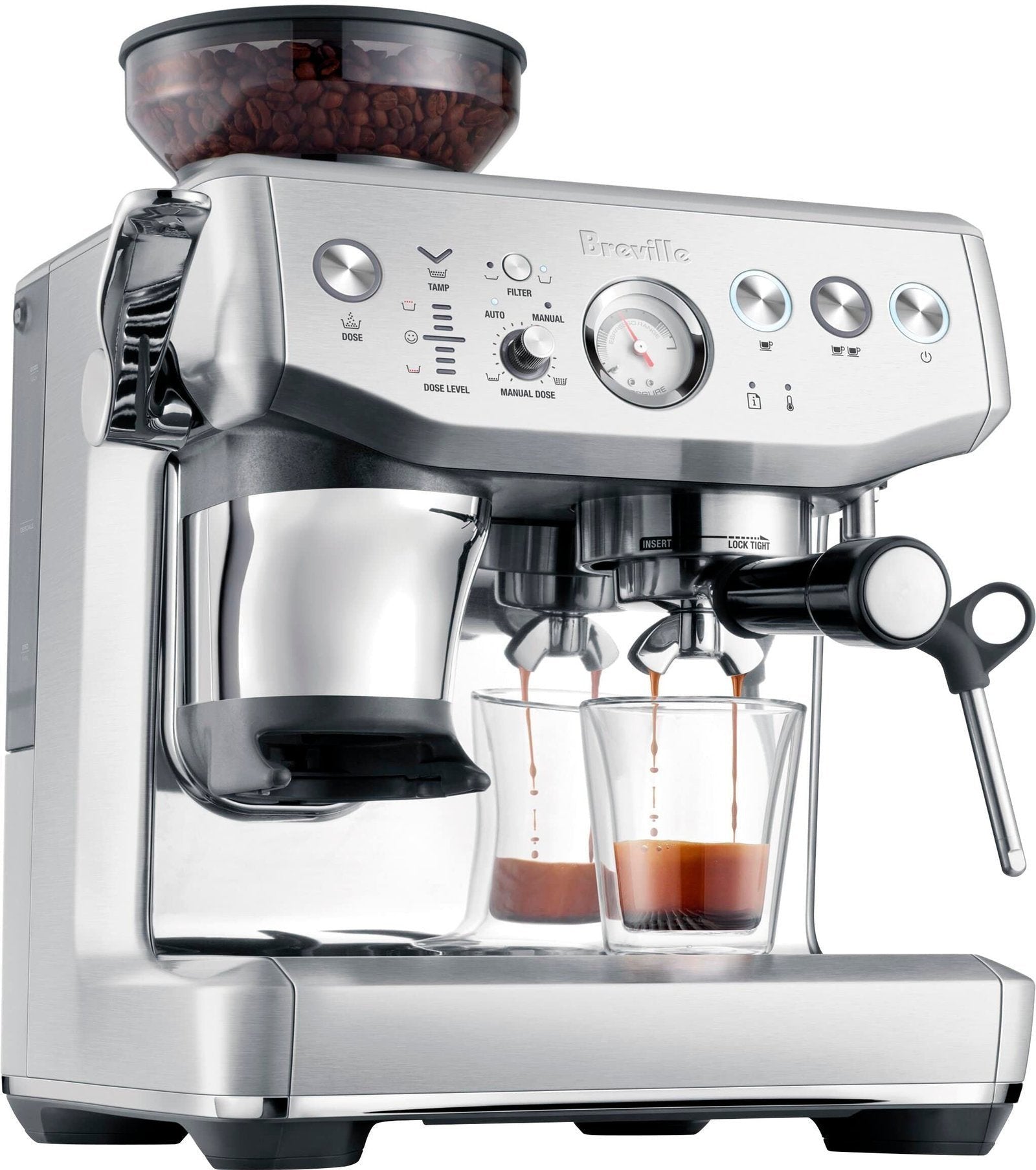 breville – the barista express impress espresso machine – brushed stainless steel breville – the barista express impress espresso machine – brushed stainless steel