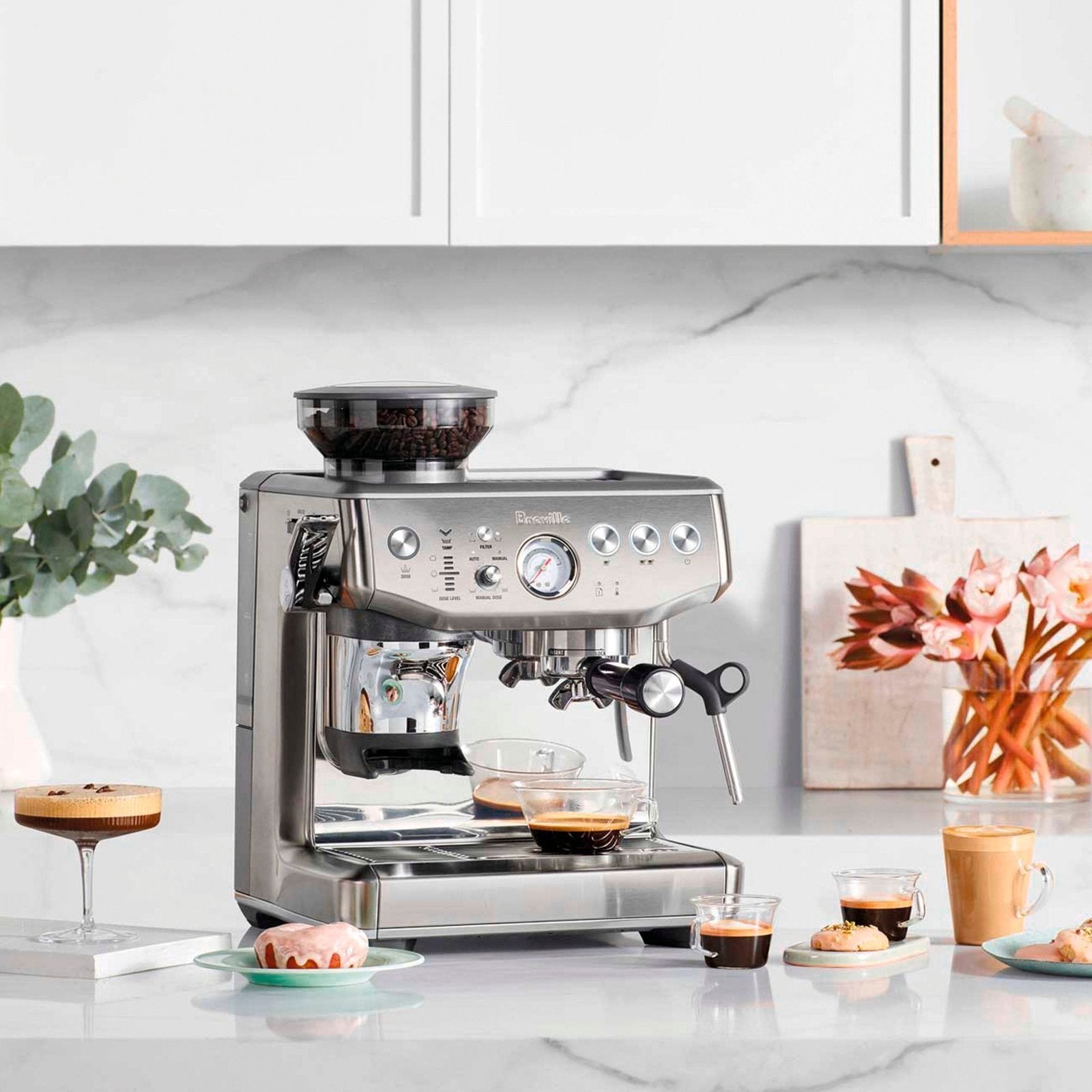 breville – the barista express impress espresso machine – brushed stainless steel breville – the barista express impress espresso machine – brushed stainless steel