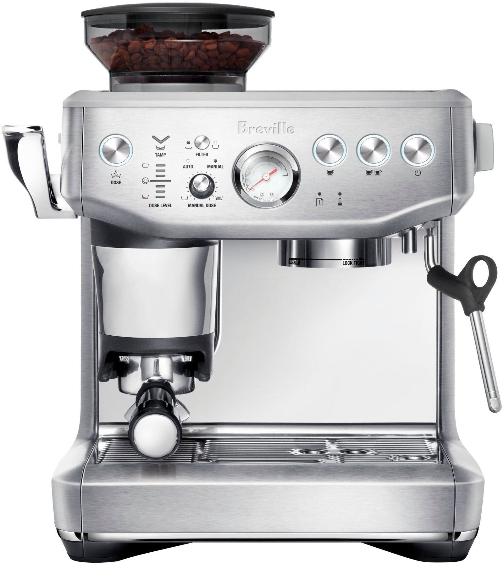 breville – the barista express impress espresso machine – brushed stainless steel breville – the barista express impress espresso machine – brushed stainless steel