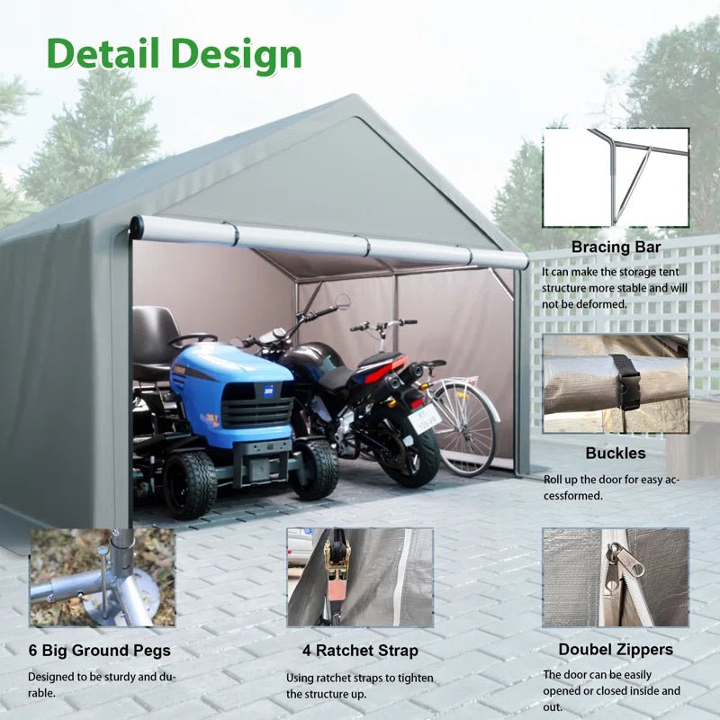 10 ft. w x 10 ft. d portable storage shed bike shed motorcycle garage 10 ft. w x 10 ft. d portable storage shed bike shed motorcycle garage