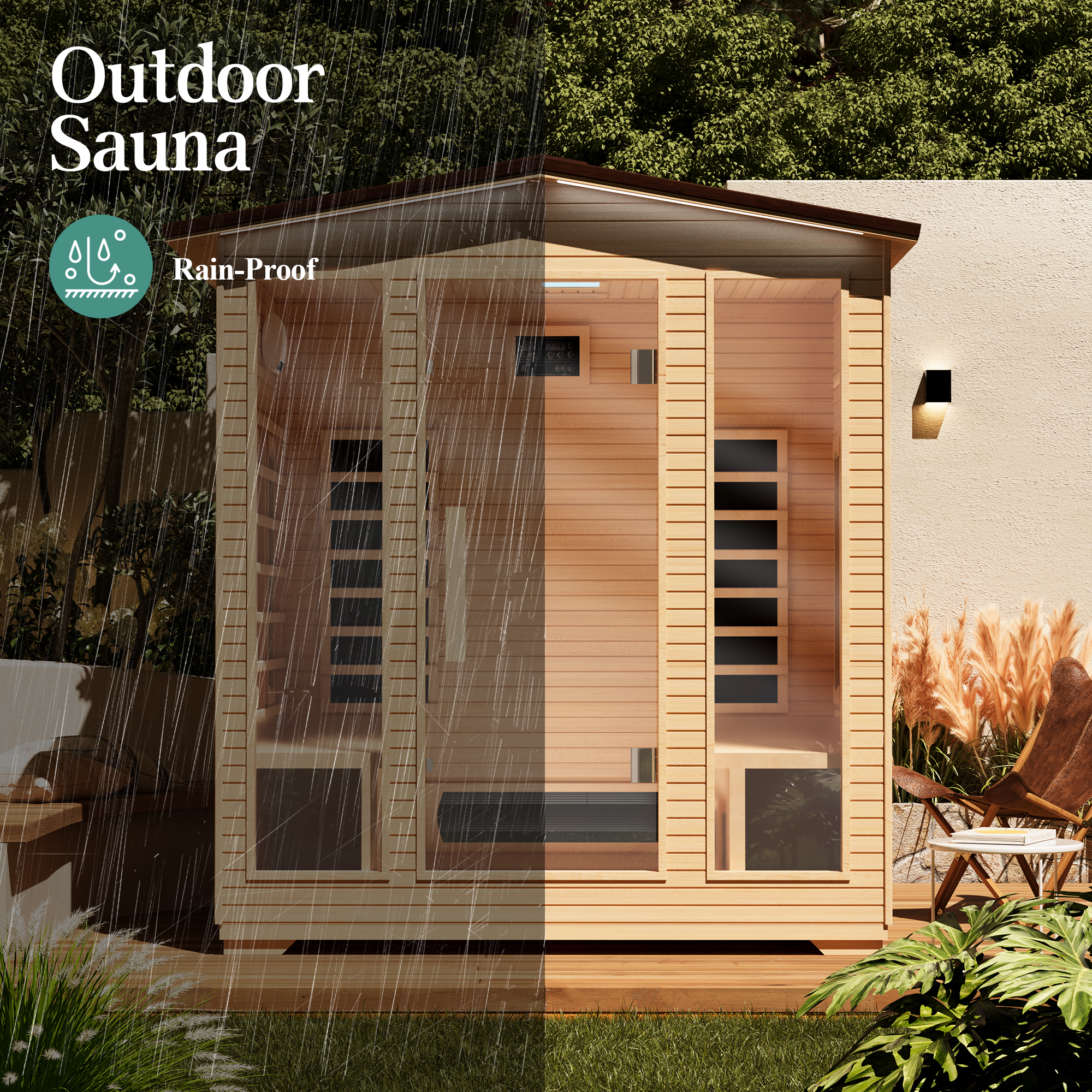 erommy outdoor sauna 4 person, far infrared wooden sauna, personal sauna with bluetooth speaker and changeable chromotherapy lighting erommy outdoor sauna 4 person, far infrared wooden sauna, personal sauna with bluetooth speaker and changeable chromotherapy lighting