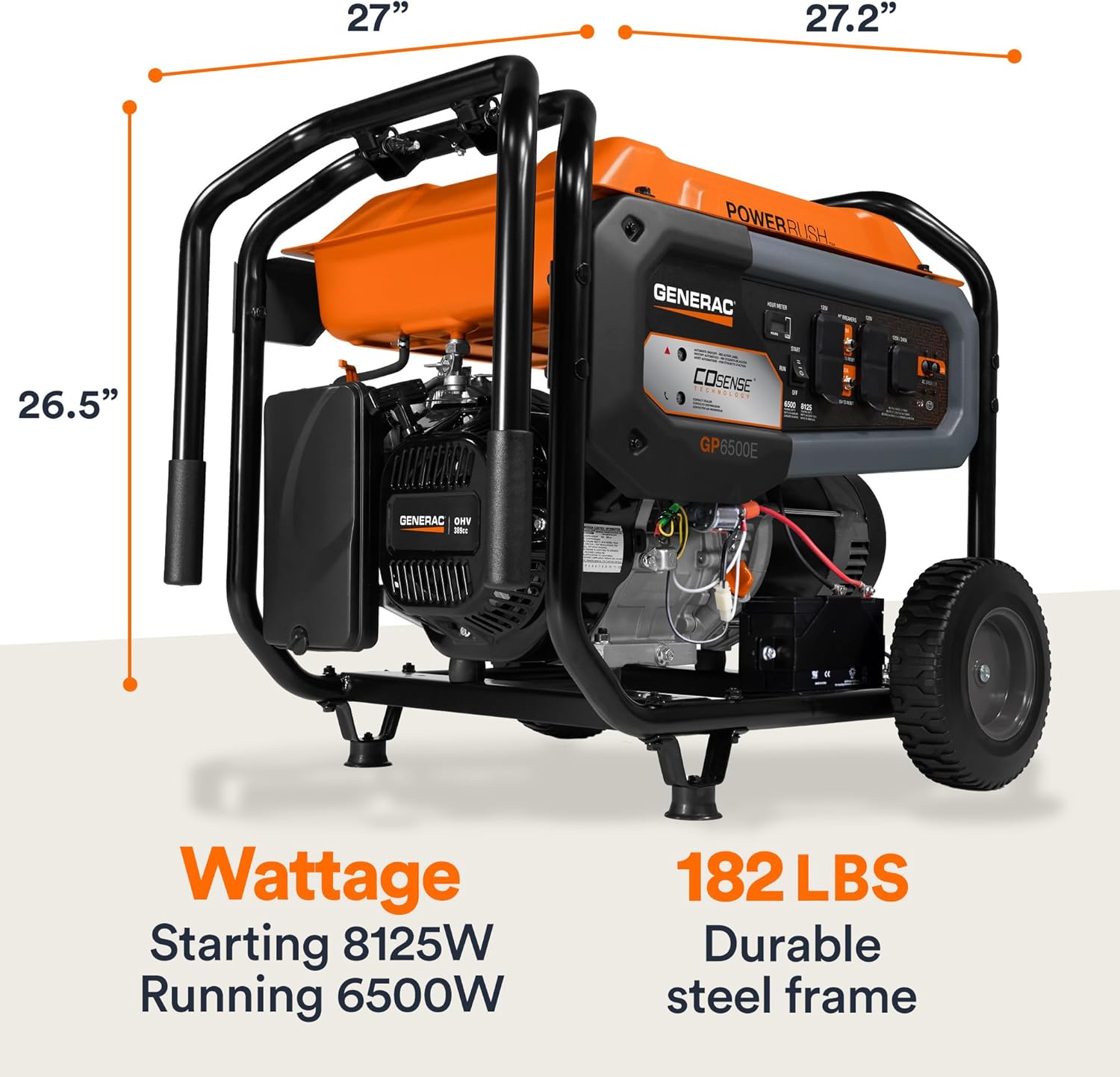 generac 8,125 starting watt portable gas generator – includes extension cord generac 8,125 starting watt portable gas generator – includes extension cord