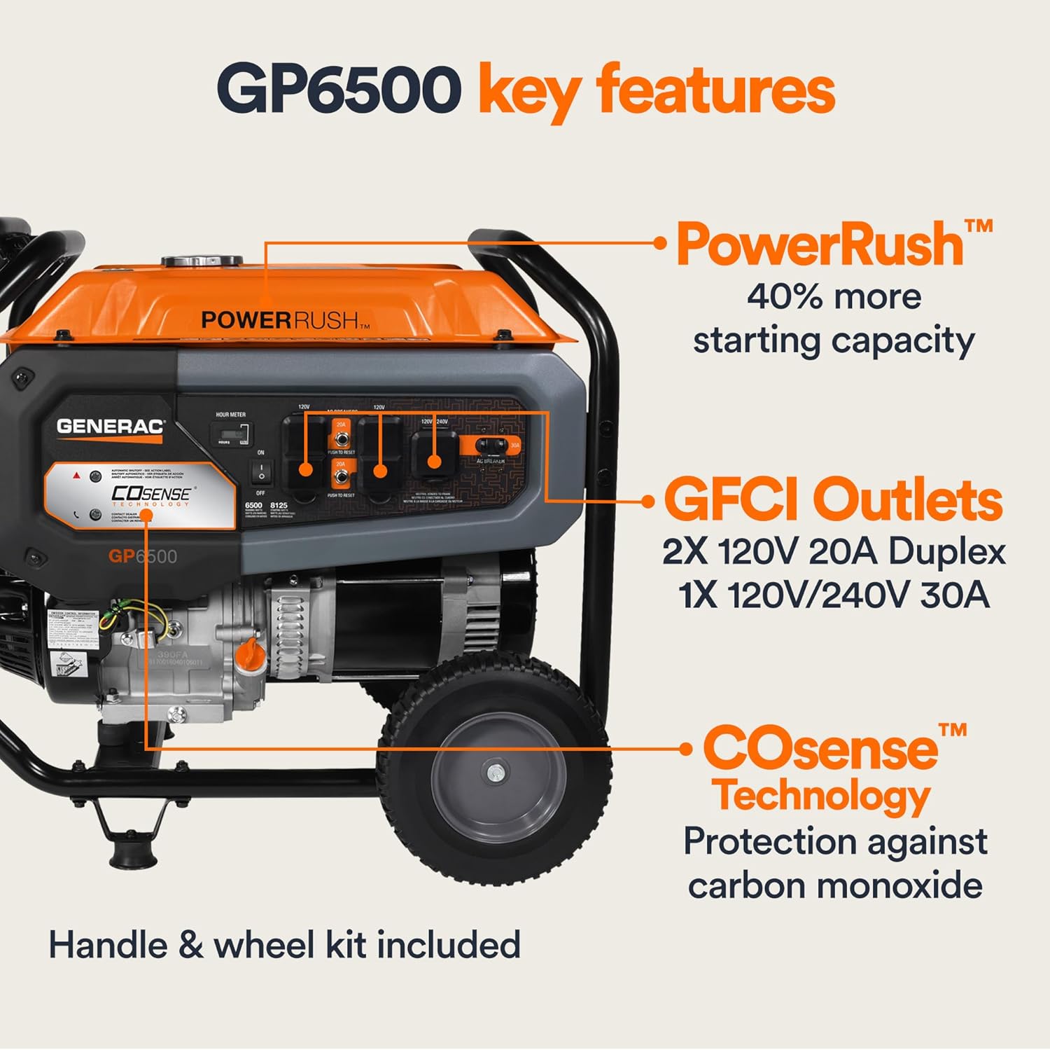 generac 8,125 starting watt portable gas generator – includes extension cord generac 8,125 starting watt portable gas generator – includes extension cord