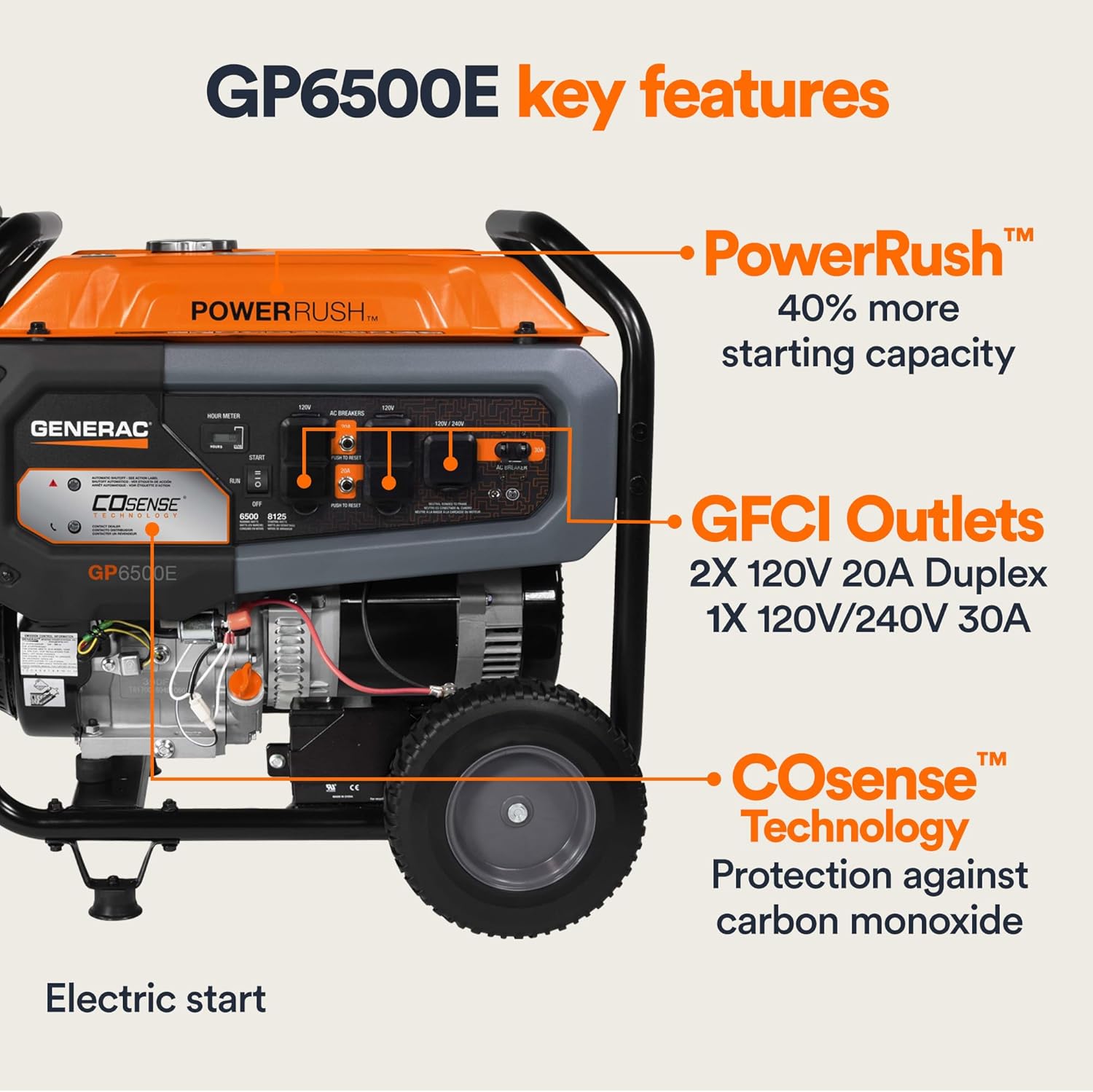 generac 8,125 starting watt portable gas generator – includes extension cord generac 8,125 starting watt portable gas generator – includes extension cord