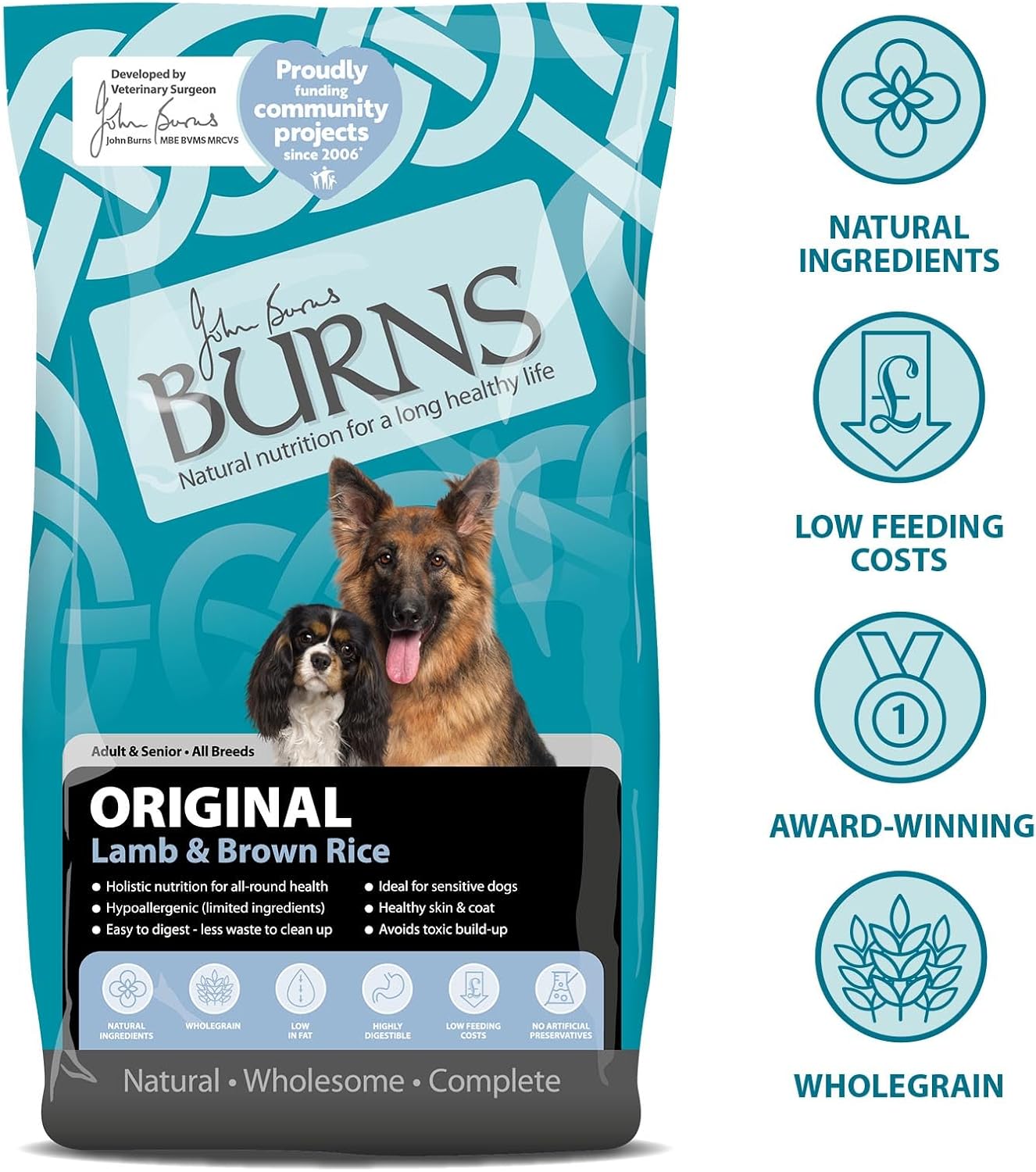 burns pet nutrition hypoallergenic complete dry dog food adult and senior dog original lamb and brown rice 12 kg burns pet nutrition hypoallergenic complete dry dog food adult and senior dog original lamb and brown rice 12 kg