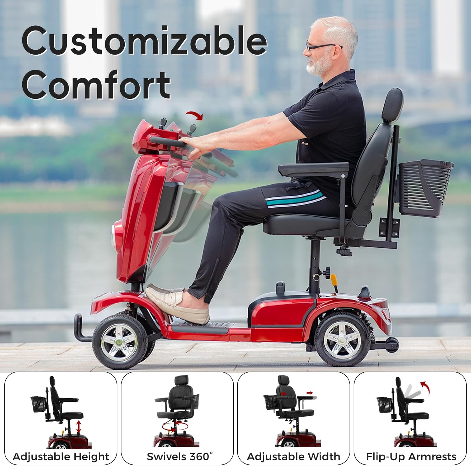 heavy duty electric mobility scooter for adults & seniors, 16–32 mile range, 500–1000w, off road heavy duty electric mobility scooter for adults & seniors, 16–32 mile range, 500–1000w, off road
