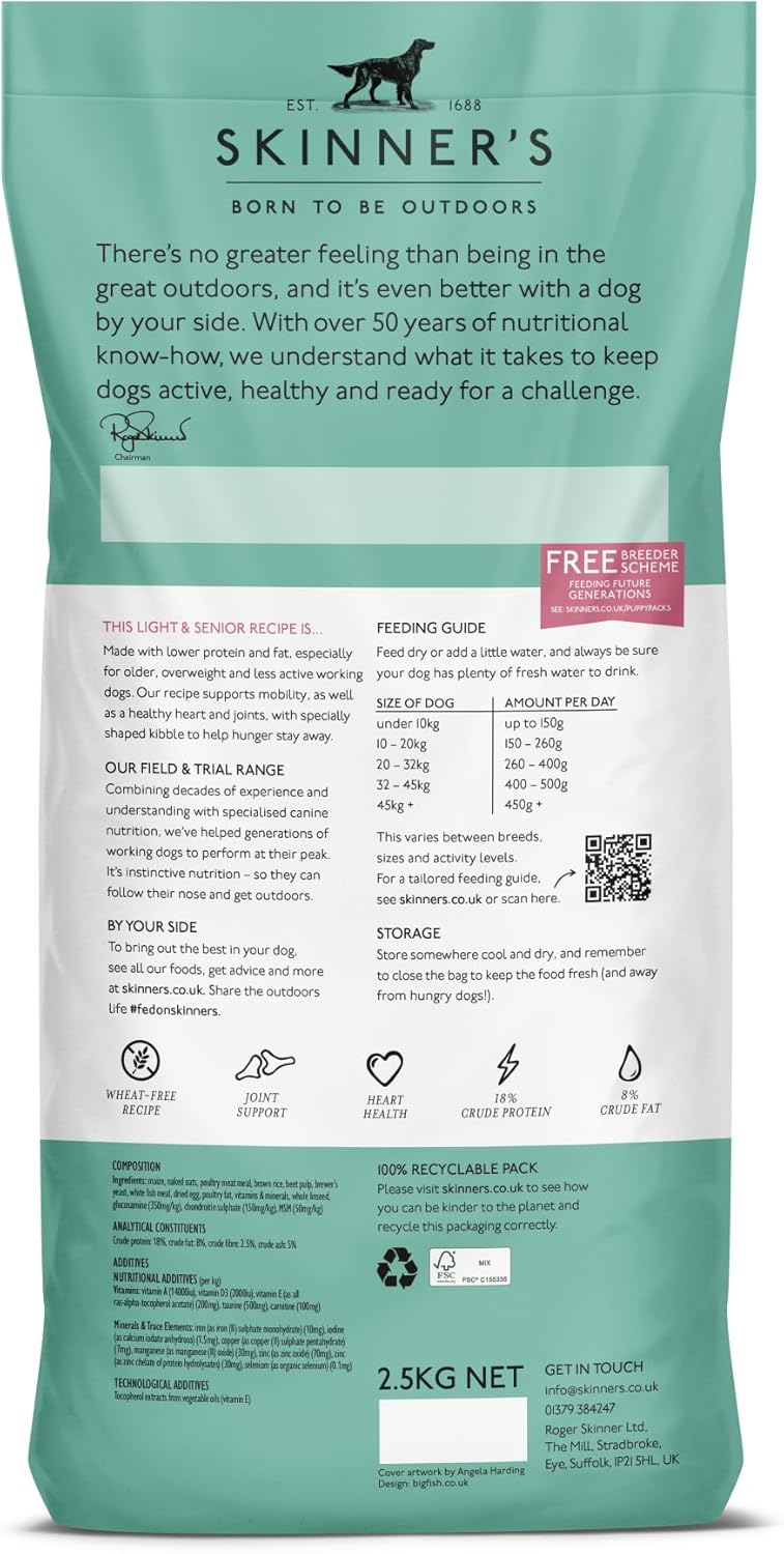 skinner’s field & trial light & senior – complete dry dog food, ideal for older, overweight or less active dogs, 15kg skinner’s field & trial light & senior – complete dry dog food, ideal for older, overweight or less active dogs, 15kg