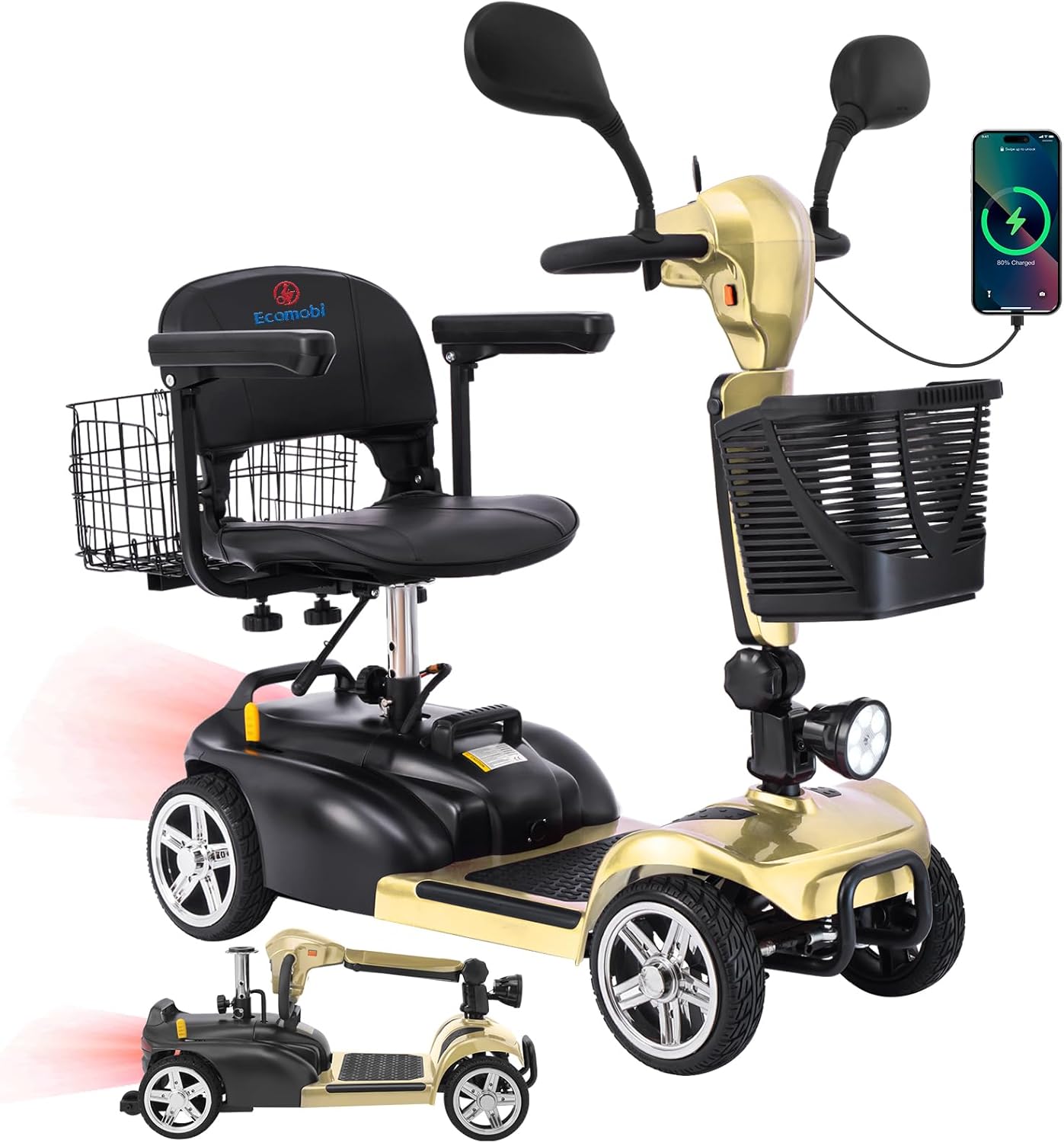 4 wheel mobility scooter for adults & seniors, 15–30 mile range, 350w, removable battery, compact 4 wheel mobility scooter for adults & seniors, 15–30 mile range, 350w, removable battery, compact