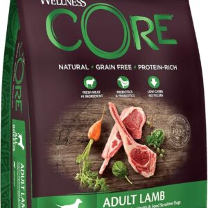 wellness core lamb 10 kg, lamb – dry dog food for all dog breeds, grain free, natural, hypoallergenic, protein rich, high meat content, supports healthy digestion