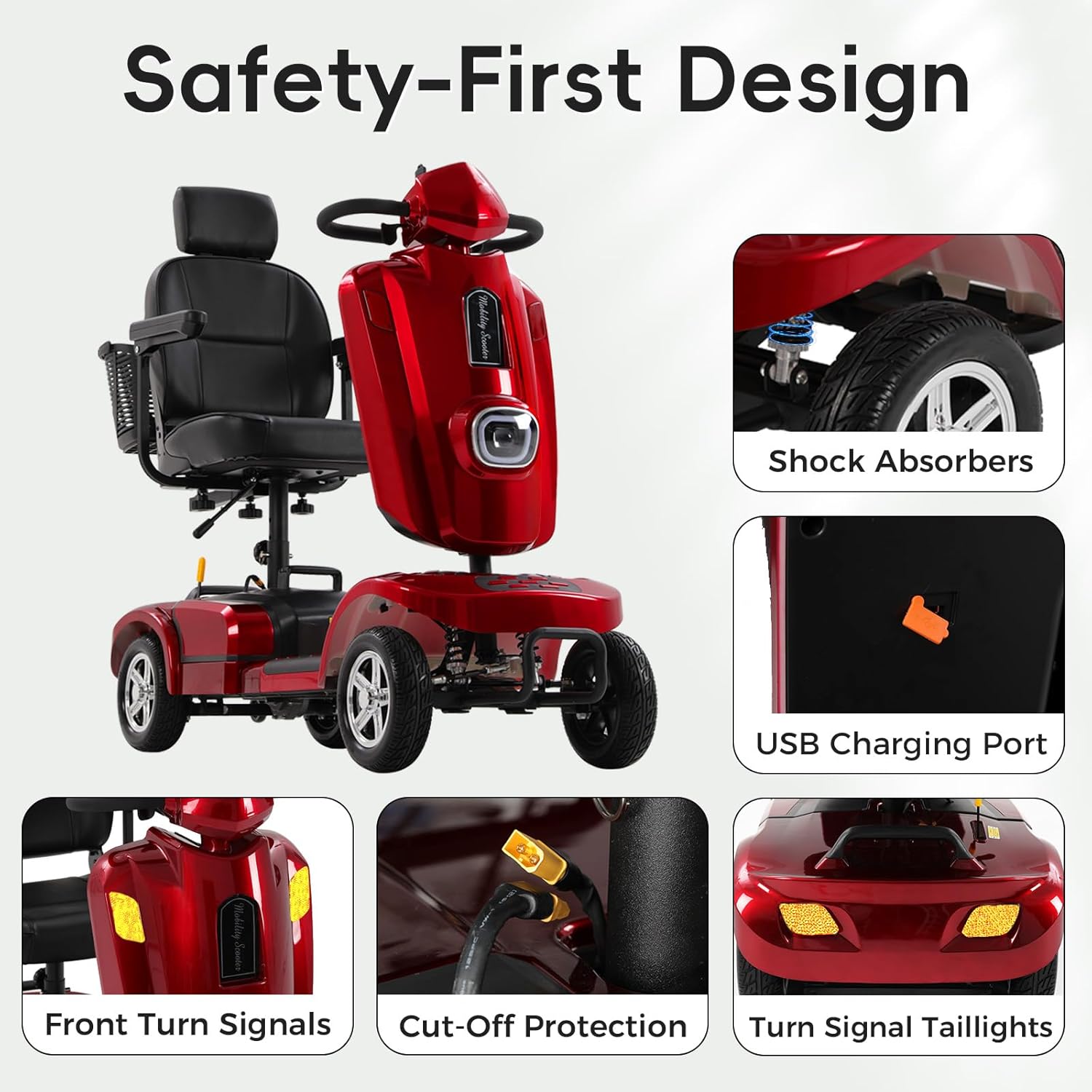heavy duty electric mobility scooter for adults & seniors, 16–32 mile range, 500–1000w, off road heavy duty electric mobility scooter for adults & seniors, 16–32 mile range, 500–1000w, off road