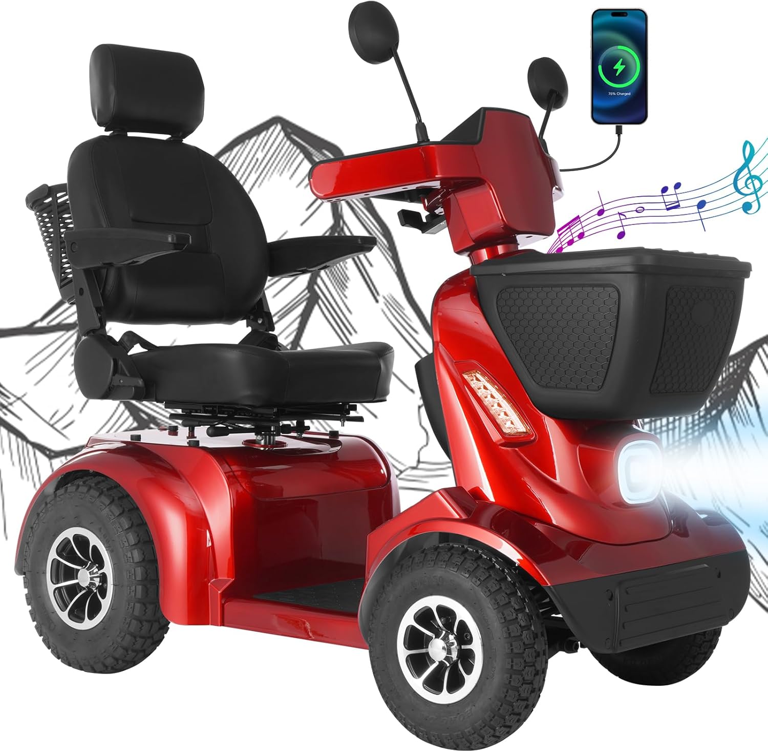 heavy duty electric mobility scooter for adults & seniors, 16–32 mile range, 500–1000w, off road heavy duty electric mobility scooter for adults & seniors, 16–32 mile range, 500–1000w, off road