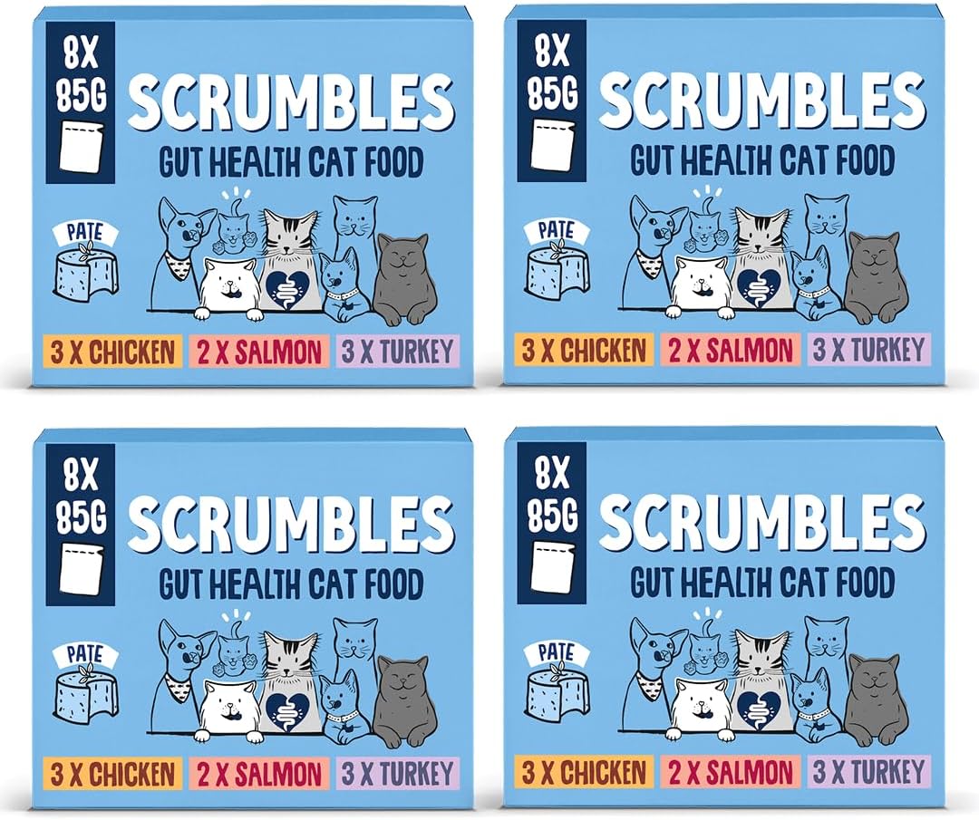 scrumbles grain free wet cat pate pouch selection 32x85g scrumbles grain free wet cat pate pouch selection 32x85g