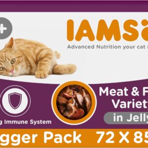 iams adult wet cat food land & sea in jelly 72 x 85g