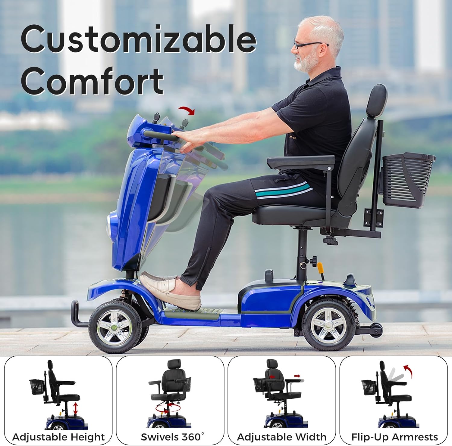 heavy duty electric mobility scooter for adults & seniors, 16–32 mile range, 500–1000w, off road heavy duty electric mobility scooter for adults & seniors, 16–32 mile range, 500–1000w, off road