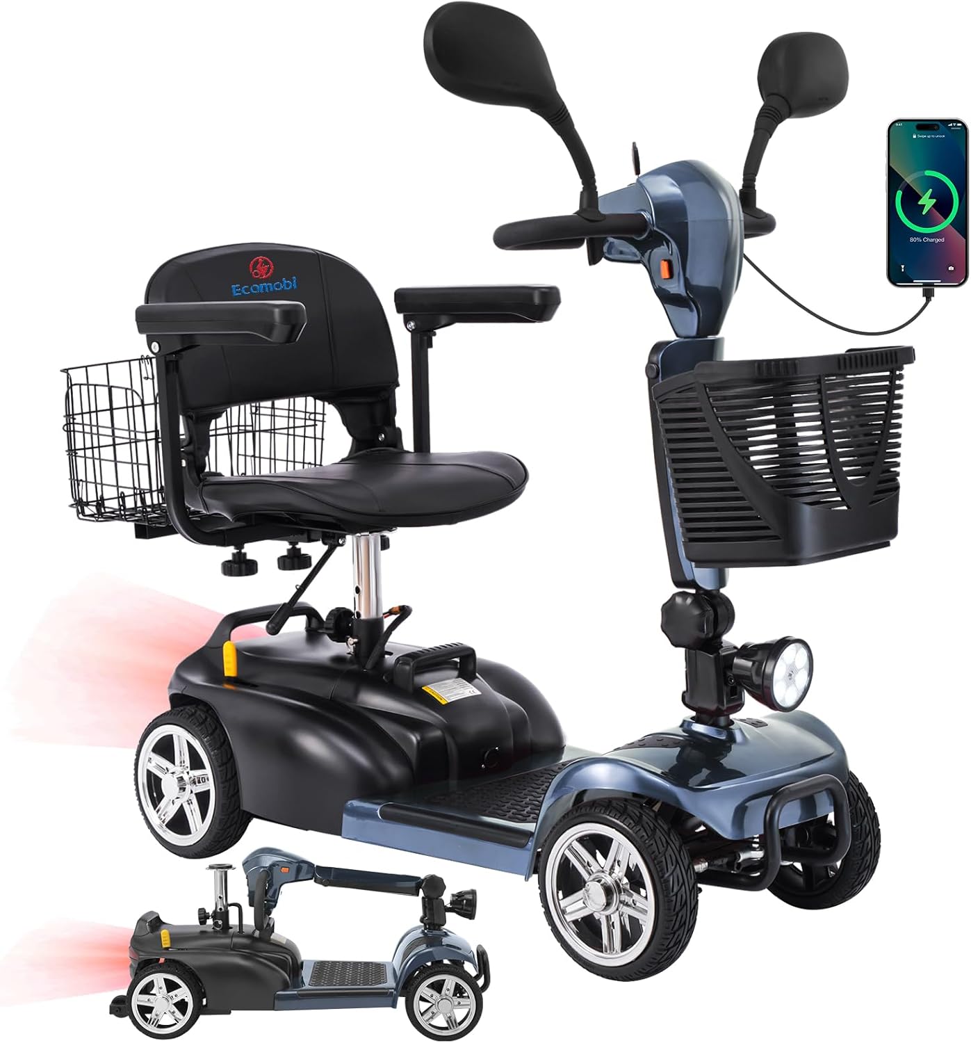 4 wheel mobility scooter for adults & seniors, 15–30 mile range, 350w, removable battery, compact 4 wheel mobility scooter for adults & seniors, 15–30 mile range, 350w, removable battery, compact