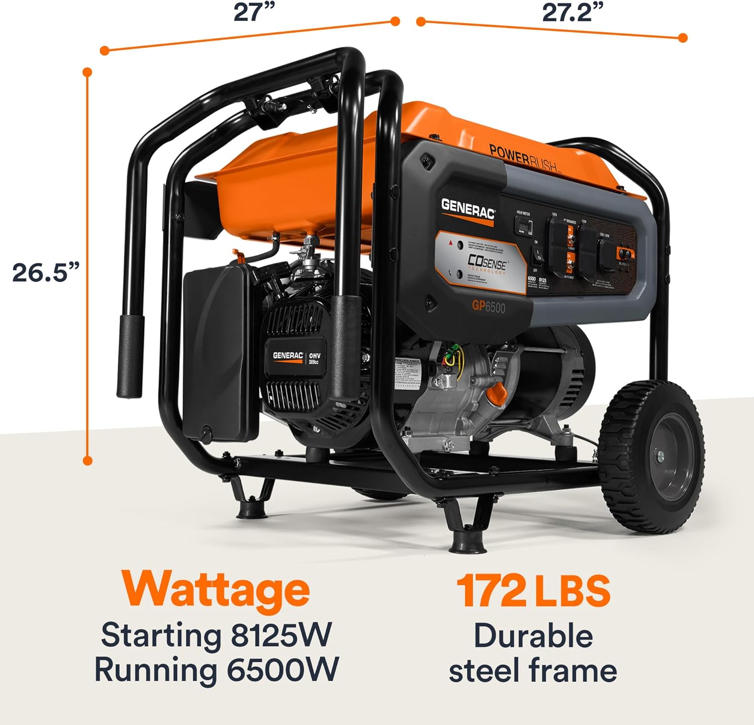 generac 8,125 starting watt portable gas generator – includes extension cord generac 8,125 starting watt portable gas generator – includes extension cord