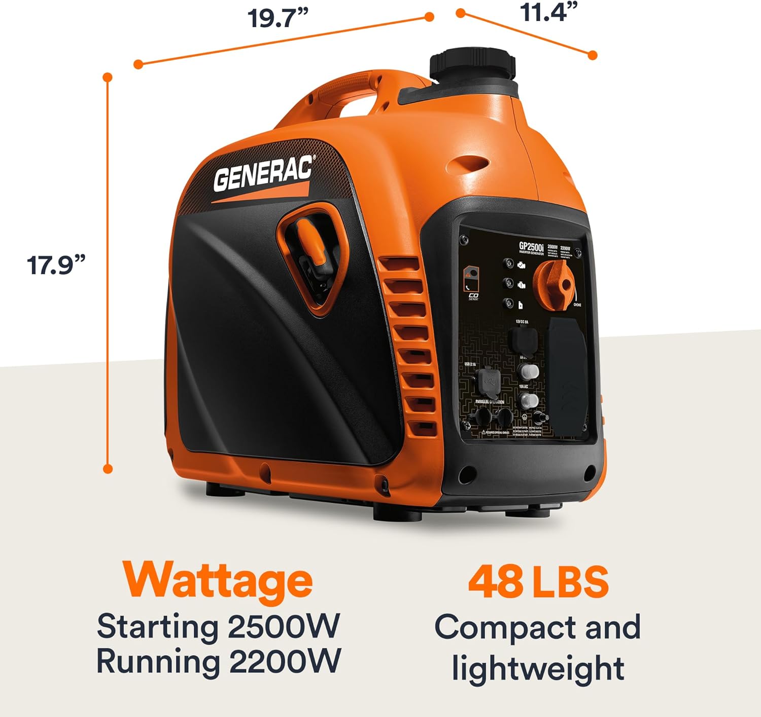 generac 3,300 watt gas powered portable inverter generator – lightweight and compact generac 3,300 watt gas powered portable inverter generator – lightweight and compact