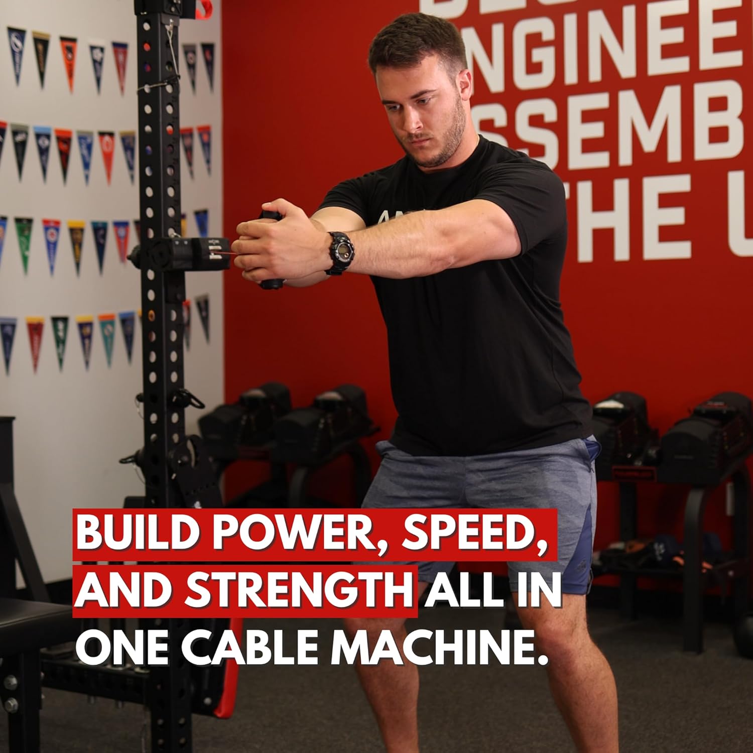 ancore pro home gym cable machine, portable full body workout, mount for squat rack or pole