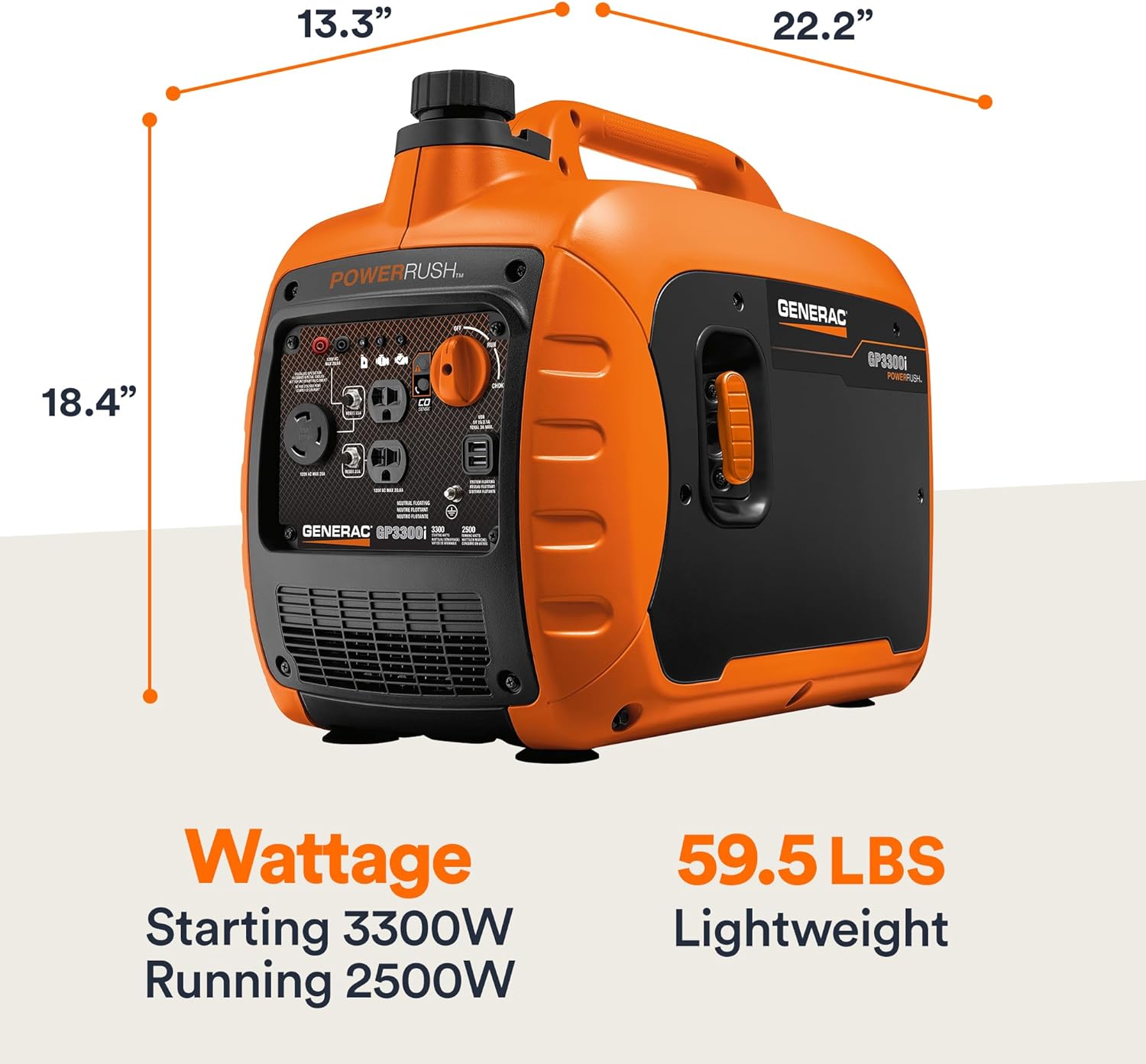 generac 3,300 watt gas powered portable inverter generator – lightweight and compact generac 3,300 watt gas powered portable inverter generator – lightweight and compact