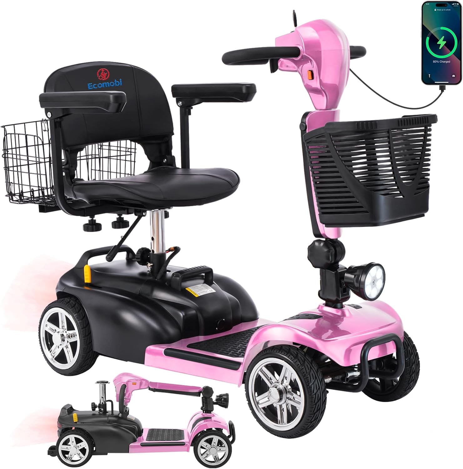4 wheel mobility scooter for adults & seniors, 15–30 mile range, 350w, removable battery, compact 71e5GBQPfhL._AC_SL1500