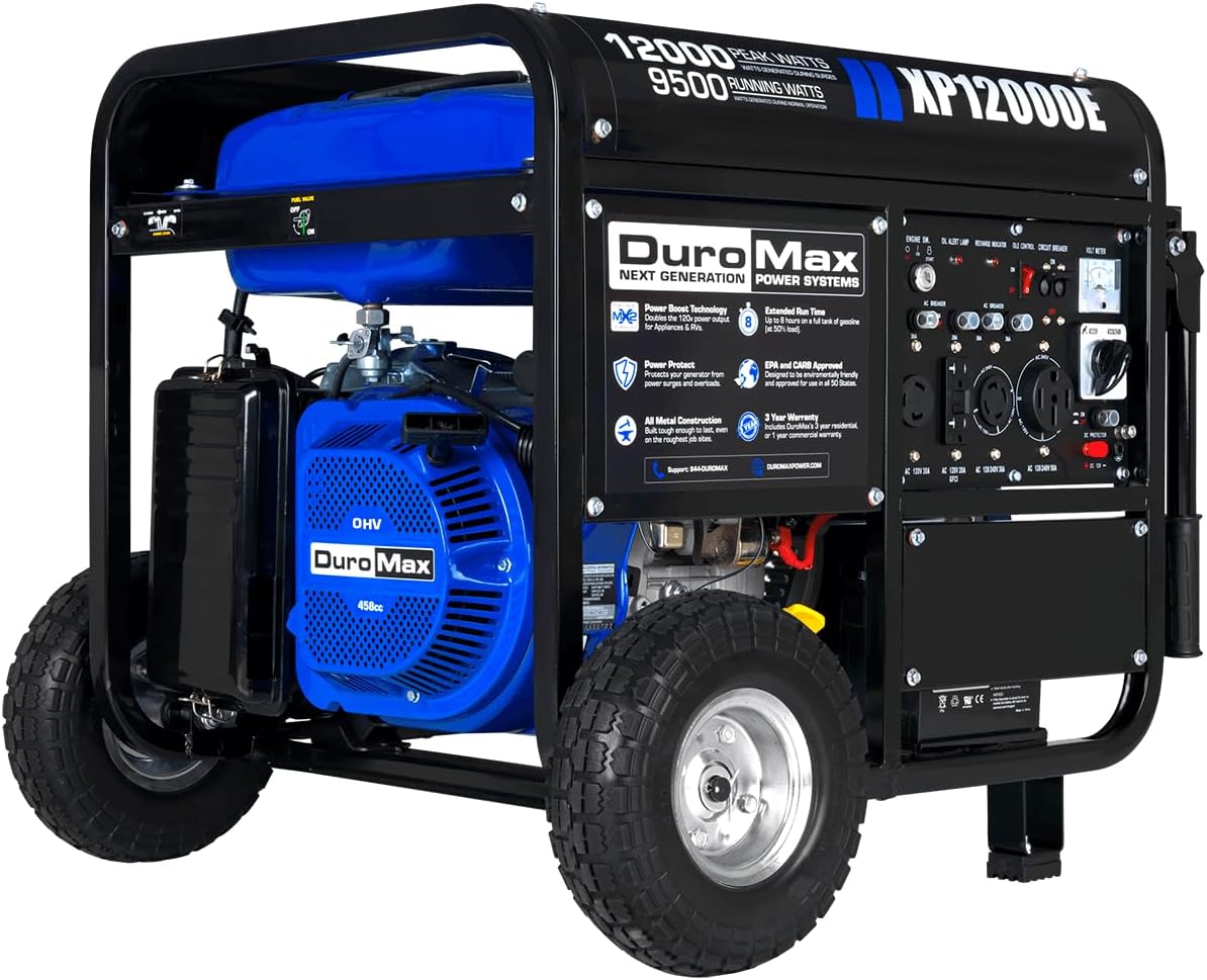 duromax xp13000eh 13,000 watt dual fuel portable generator – gas & propane, electric start duromax xp13000eh 13,000 watt dual fuel portable generator – gas & propane, electric start