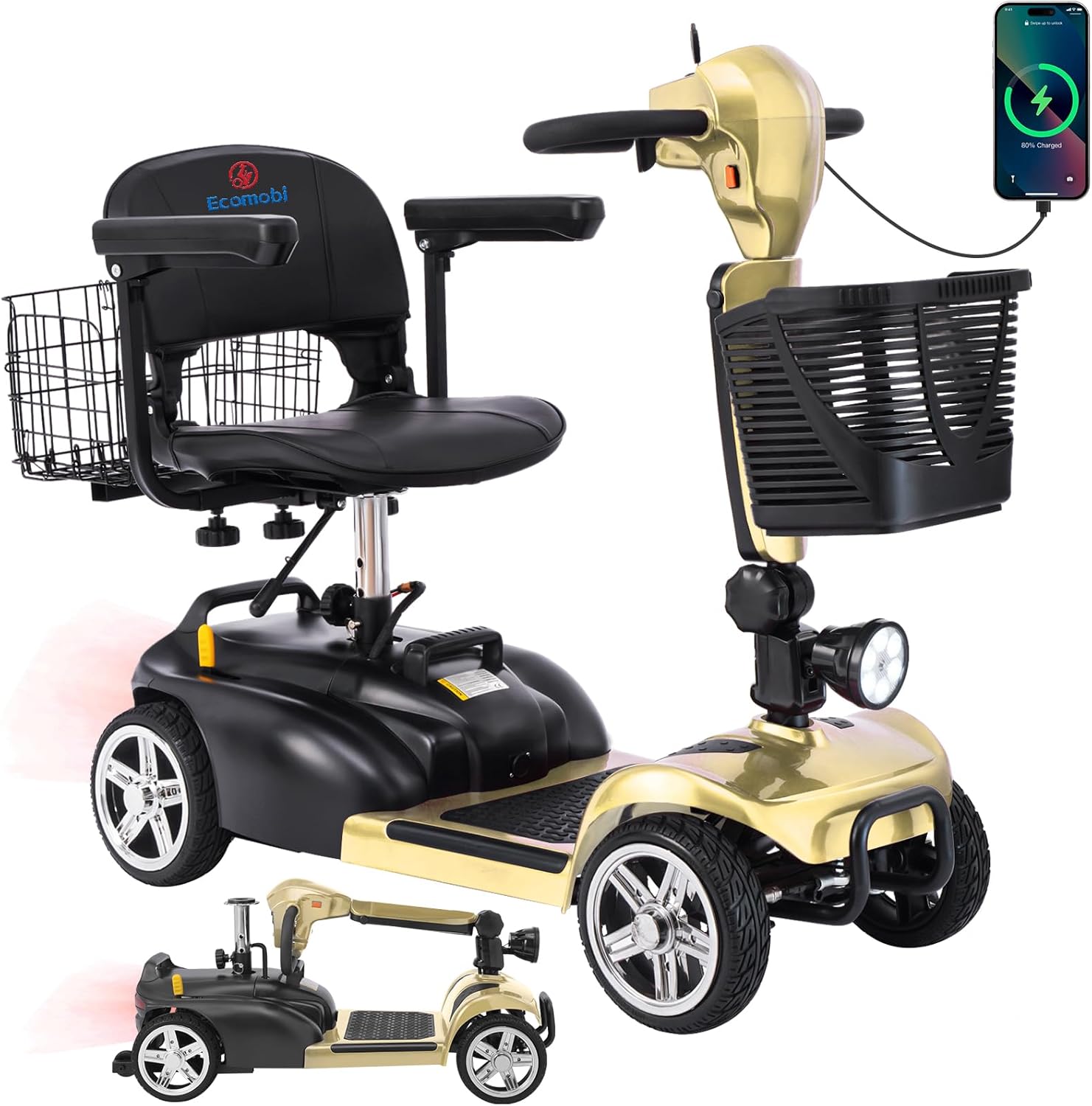 4 wheel mobility scooter for adults & seniors, 15–30 mile range, 350w, removable battery, compact 71hnY3MBg3L._AC_SL1500