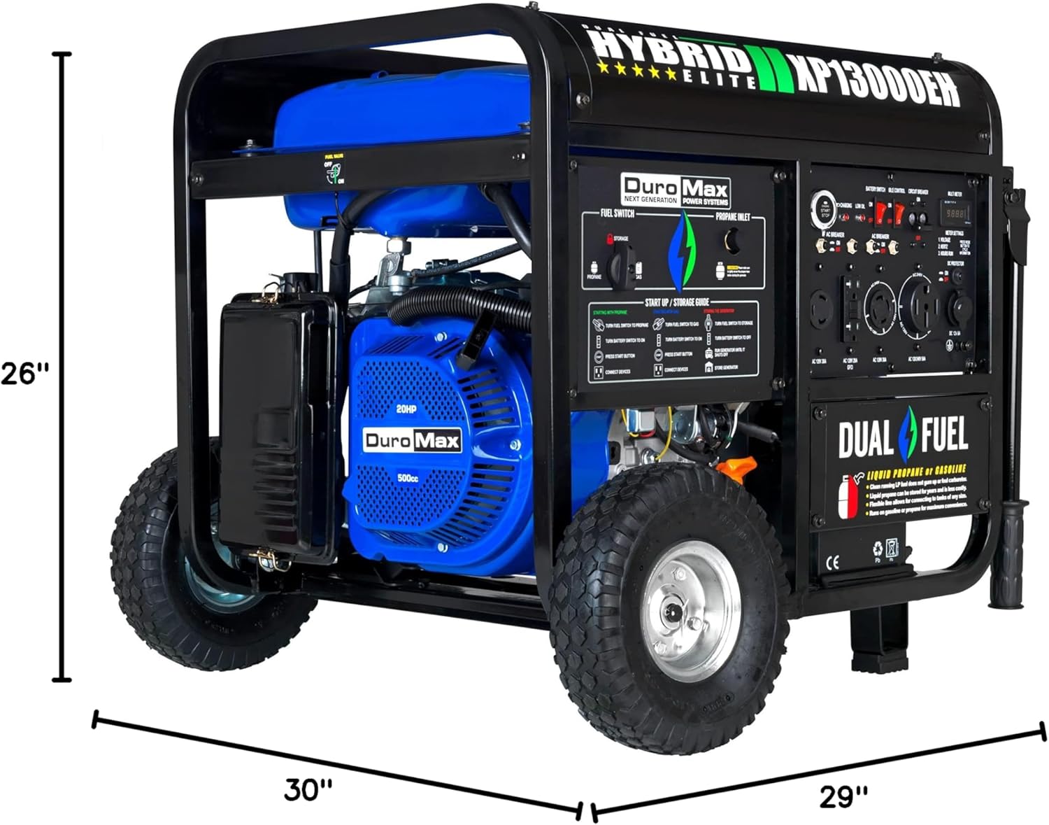 duromax xp13000eh 13,000 watt dual fuel portable generator – gas & propane, electric start duromax xp13000eh 13,000 watt dual fuel portable generator – gas & propane, electric start