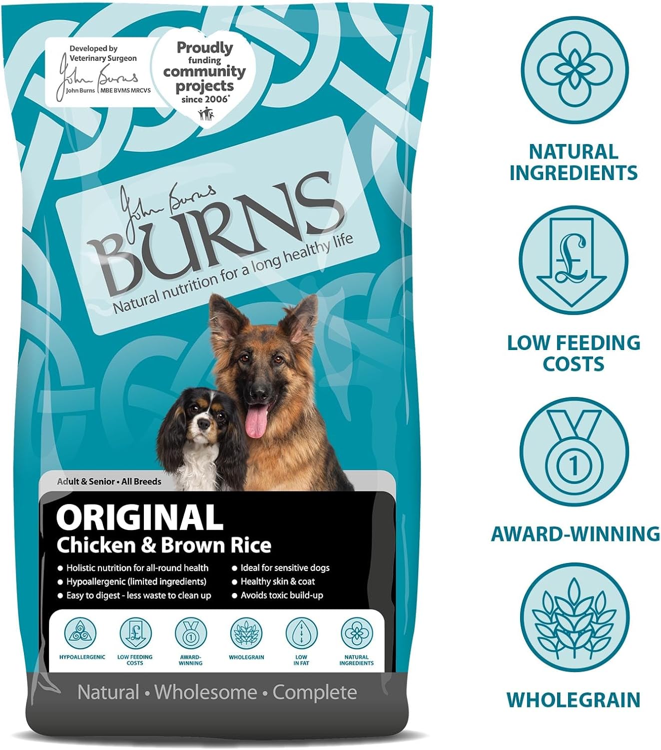 burns pet nutrition hypoallergenic complete dry dog food adult and senior dog original chicken and brown rice 12 kg burns pet nutrition hypoallergenic complete dry dog food adult and senior dog original chicken and brown rice 12 kg