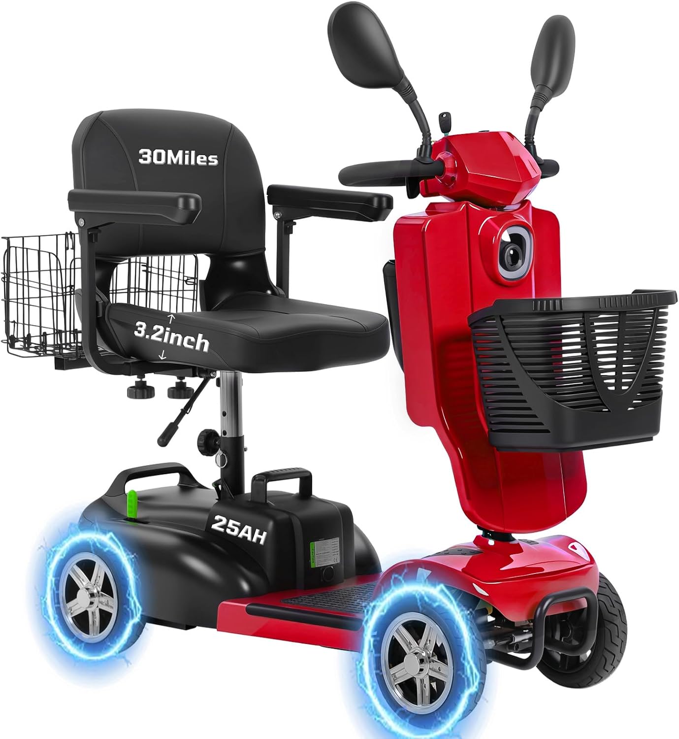 4 wheel mobility scooter for adults & seniors, 15–30 mile range, 350w, removable battery, compact 4 wheel mobility scooter for adults & seniors, 15–30 mile range, 350w, removable battery, compact