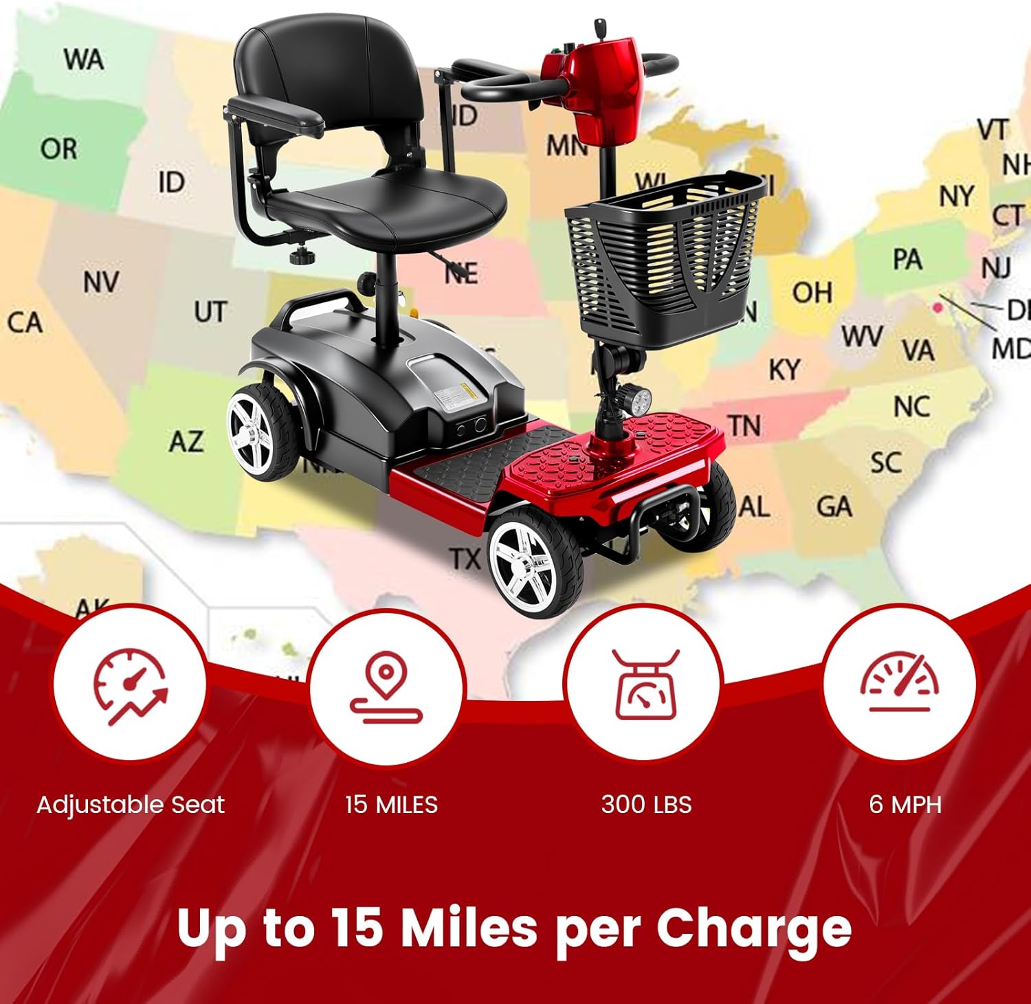 4 wheel mobility scooter for adults & seniors, 15–30 mile range, 350w, removable battery, compact 4 wheel mobility scooter for adults & seniors, 15–30 mile range, 350w, removable battery, compact