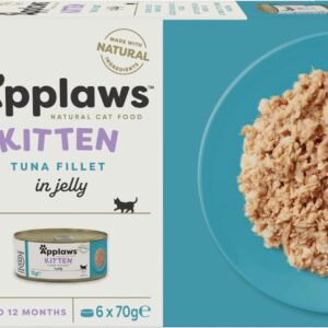 applaws natural wet cat food, kitten tuna multipack in jelly 70 g tin 4x6 (total 24 tins)