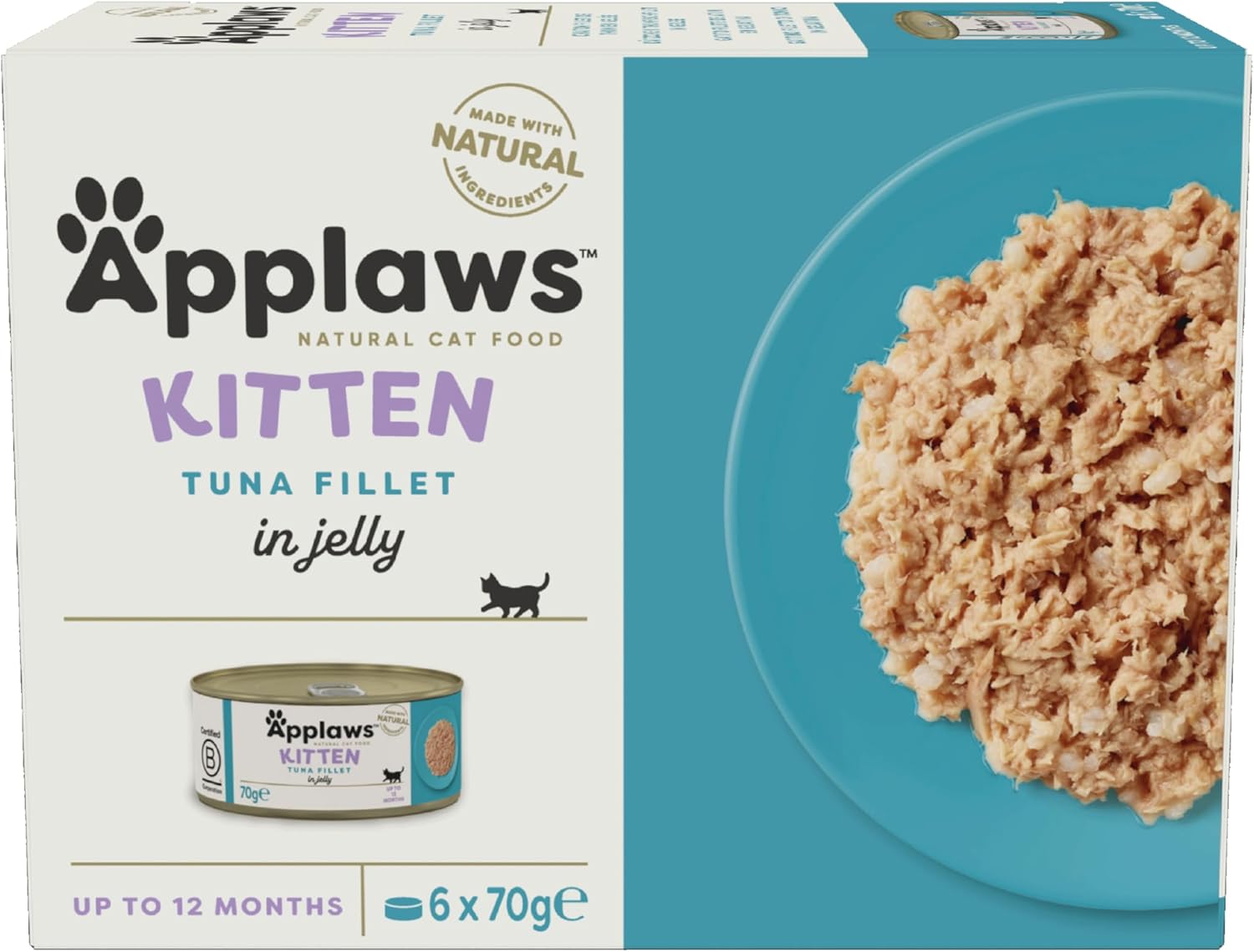 applaws natural wet cat food, kitten tuna multipack in jelly 70 g tin 4x6 (total 24 tins) applaws natural wet cat food, kitten tuna multipack in jelly 70 g tin 4x6 (total 24 tins)