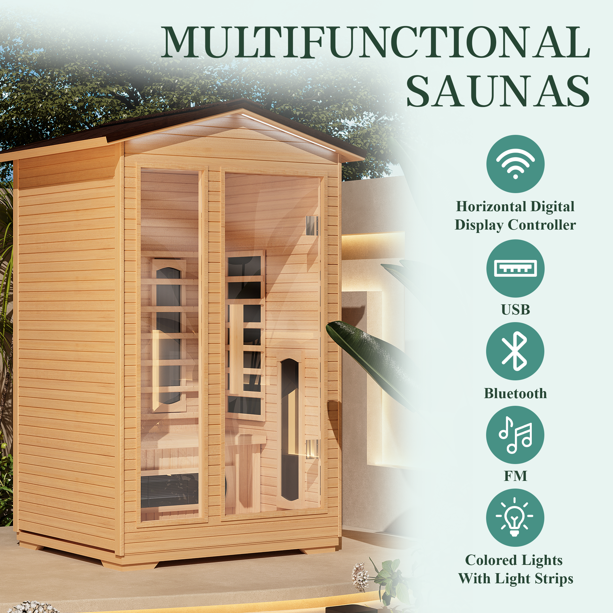 erommy outdoor sauna 2 person, far infrared wooden sauna, personal sauna with bluetooth speaker and changeable chromotherapy lighting erommy outdoor sauna 2 person, far infrared wooden sauna, personal sauna with bluetooth speaker and changeable chromotherapy lighting