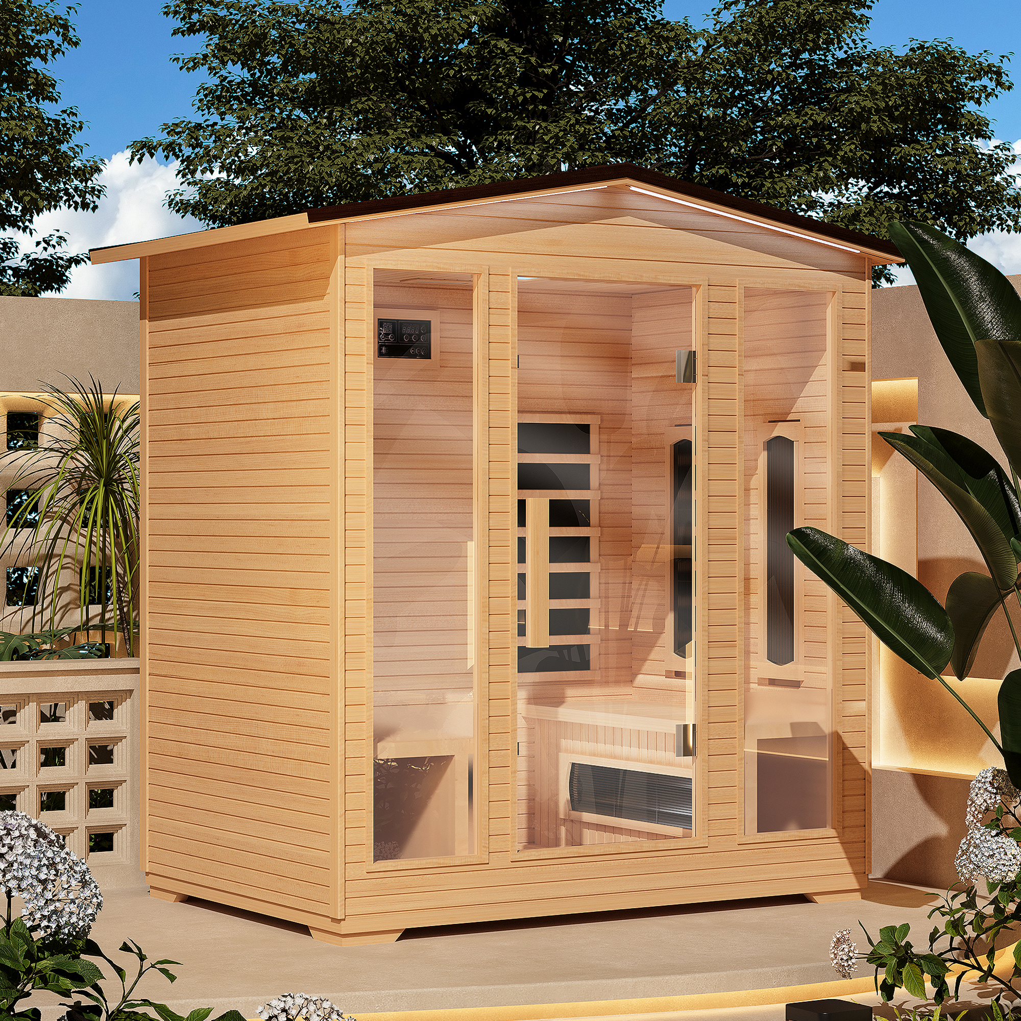 erommy outdoor sauna 4 person, far infrared wooden sauna, personal sauna with bluetooth speaker and changeable chromotherapy lighting erommy outdoor sauna 4 person, far infrared wooden sauna, personal sauna with bluetooth speaker and changeable chromotherapy lighting