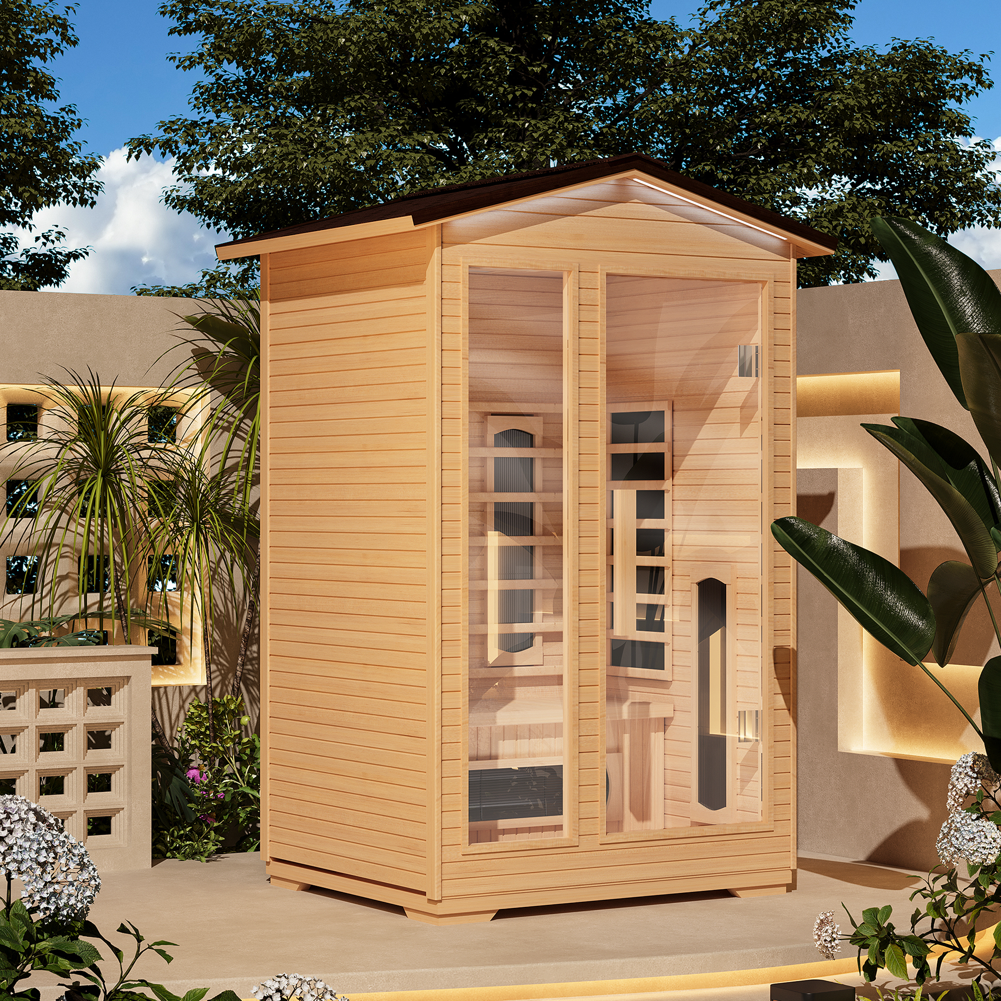 erommy outdoor sauna 2 person, far infrared wooden sauna, personal sauna with bluetooth speaker and changeable chromotherapy lighting erommy outdoor sauna 2 person, far infrared wooden sauna, personal sauna with bluetooth speaker and changeable chromotherapy lighting