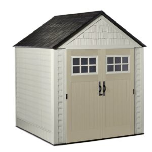 rubbermaid 7×7 ft durable weatherproof resin outdoor storage shed