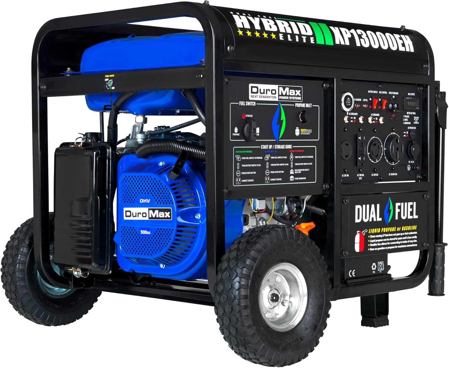 duromax xp13000eh 13,000 watt dual fuel portable generator – gas & propane, electric start duromax xp13000eh 13,000 watt dual fuel portable generator – gas & propane, electric start