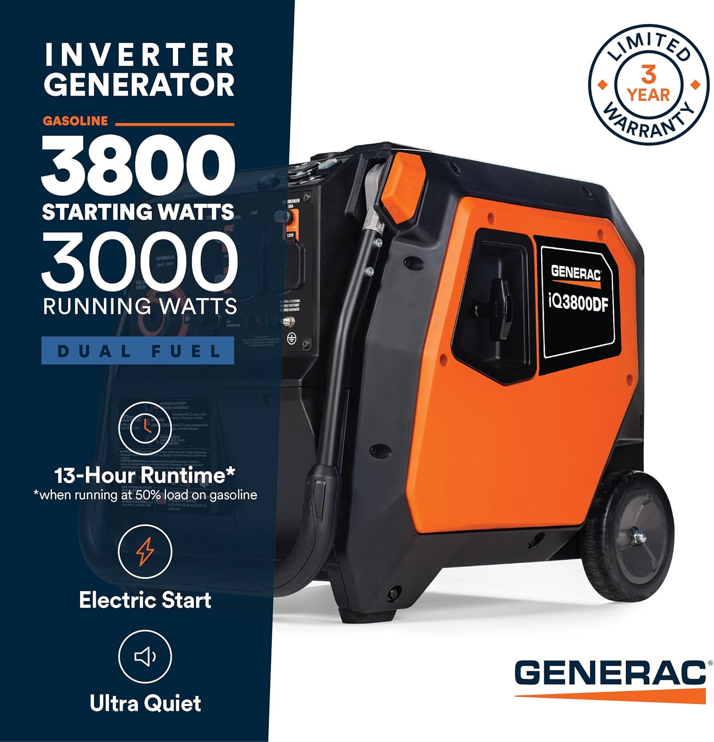 generac 3,300 watt gas powered portable inverter generator – lightweight and compact generac 3,300 watt gas powered portable inverter generator – lightweight and compact