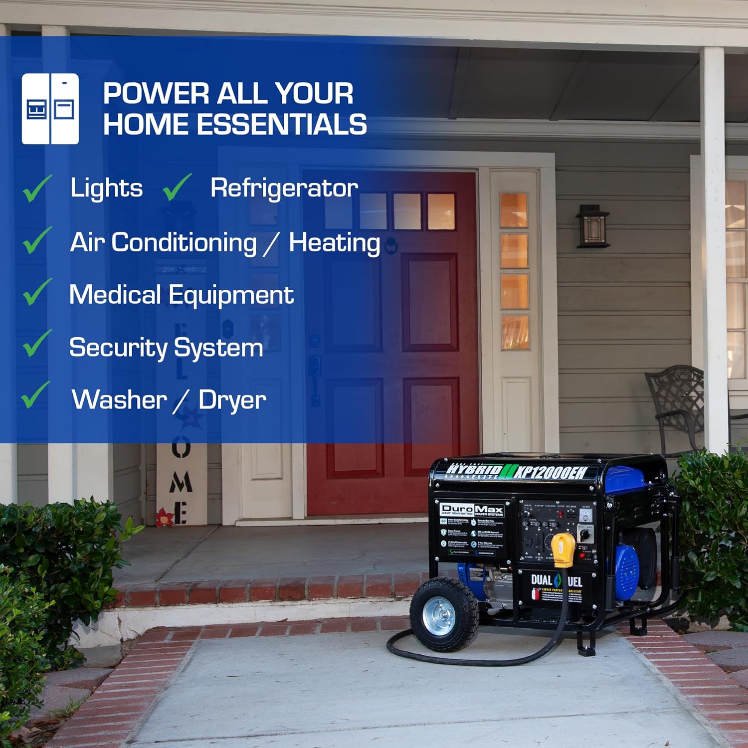duromax xp13000eh 13,000 watt dual fuel portable generator – gas & propane, electric start duromax xp13000eh 13,000 watt dual fuel portable generator – gas & propane, electric start