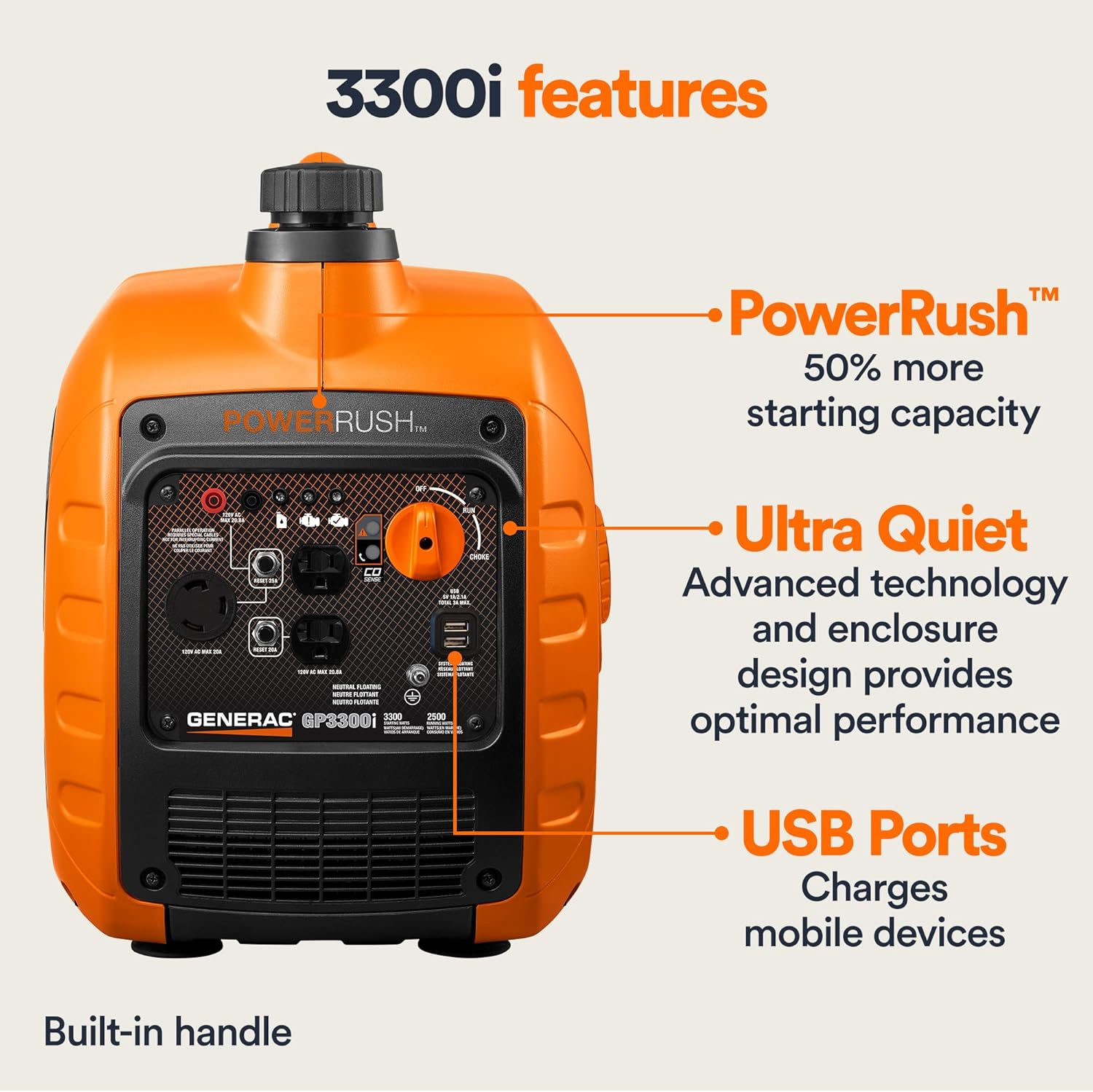generac 3,300 watt gas powered portable inverter generator – lightweight and compact generac 3,300 watt gas powered portable inverter generator – lightweight and compact